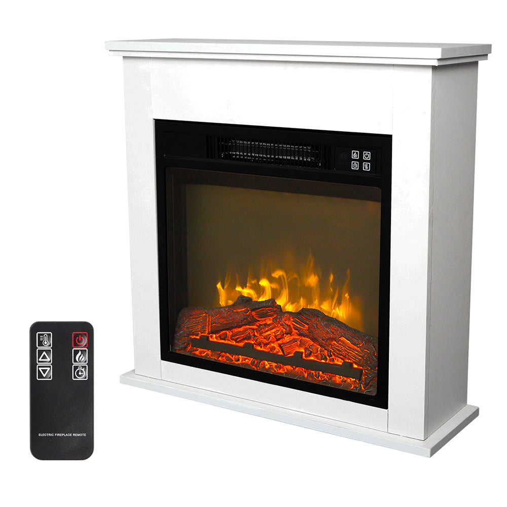 25''W Electric Fireplace with Mantel, Freestanding Fireplace Heater with Remote Control, Legahome Electric Fireplace Heater Fake Fireplace, Fireplace TV Stand for Living Room Bedroom, 1400W, White