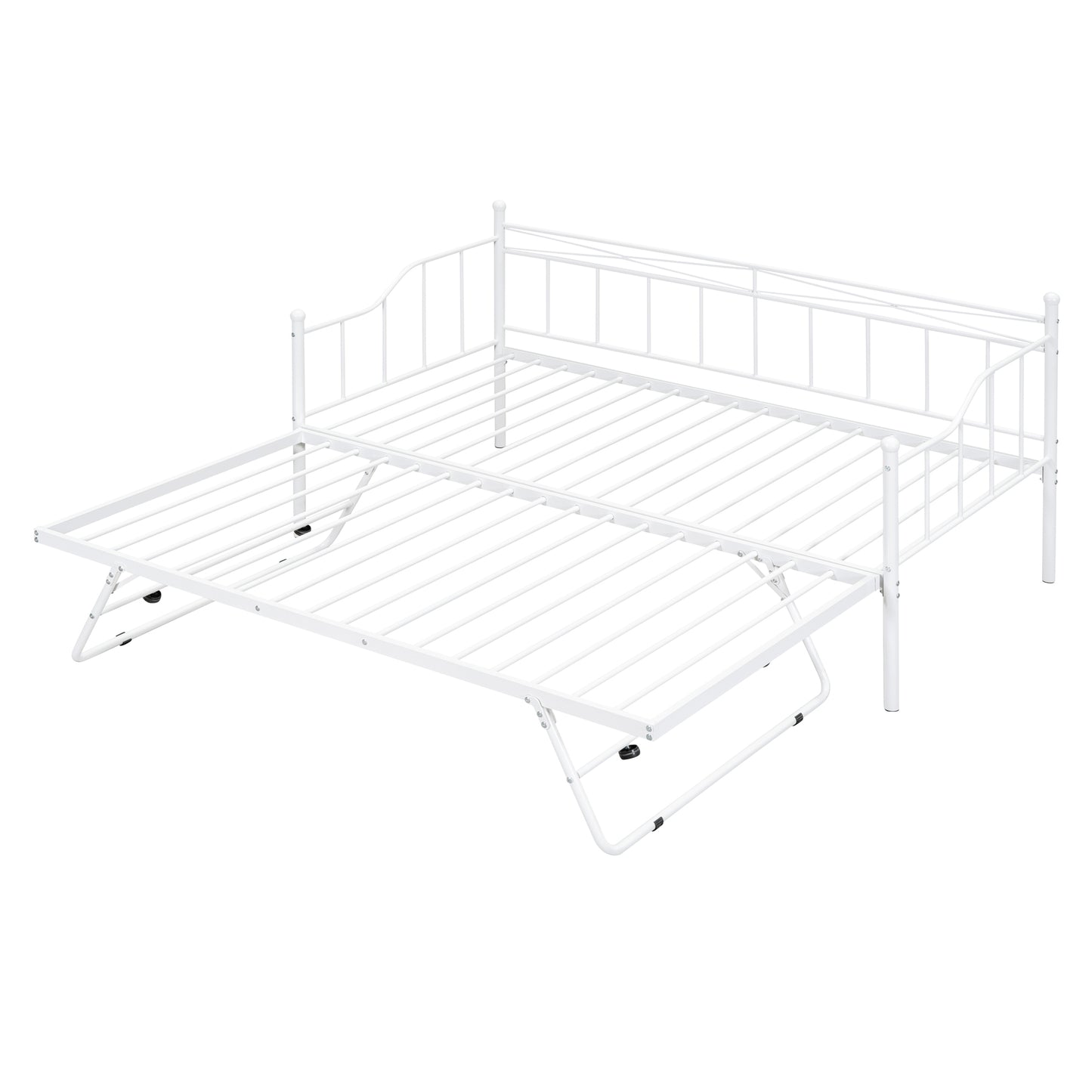PAPROOS Twin Metal Daybed with Pop Up Trundle Bed