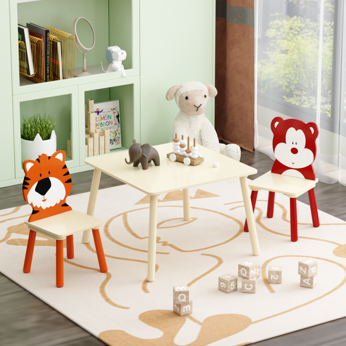 LEGAHOME 5 Pieces Kids Table and 4 Chairs Set for Ages 3-8 Boy Girl