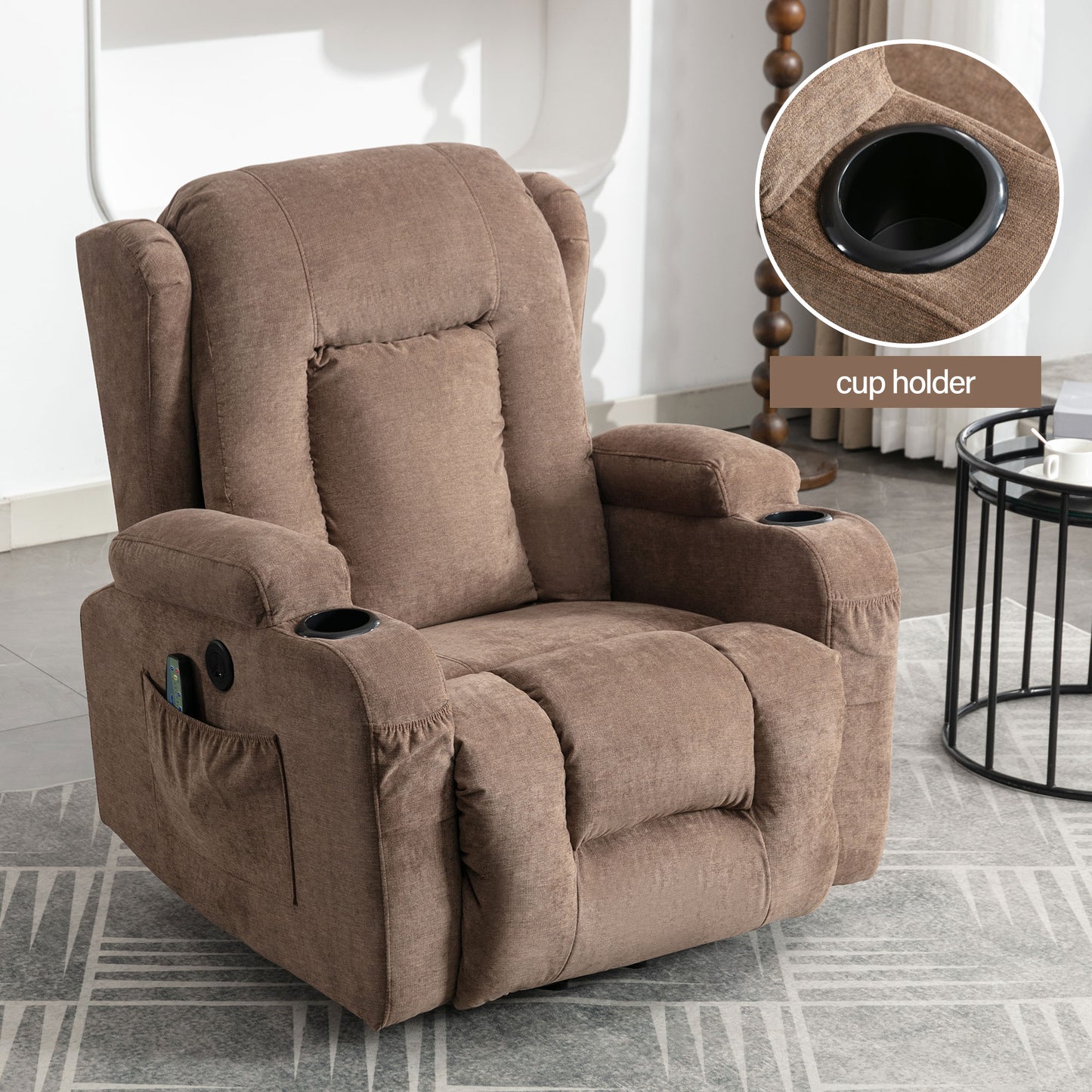 Lift Recliner Chair for Living Room, 23 in Oversized Seat Power Lift Recliner Chair, Electric Lift Recliner for Elderly, Recliner Sofa Chair with Cup Holder, USB Port, 330lbs Capacity, Grey