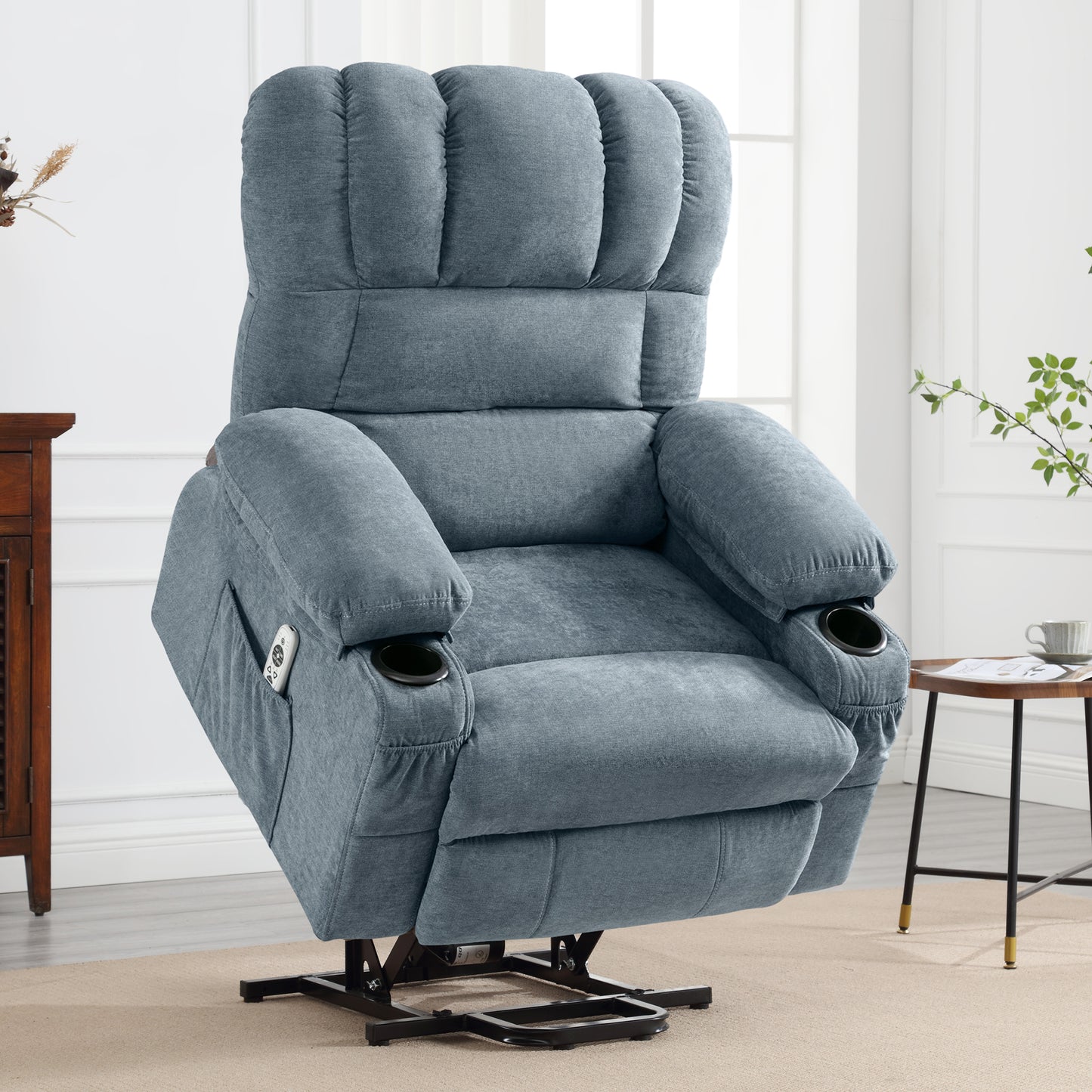Lift Recliner Chair for Living Room, 23 in Oversized Seat Power Lift Recliner Chair, Electric Lift Recliner for Elderly, Recliner Sofa Chair with Cup Holder, USB Port, 330lbs Capacity, Grey