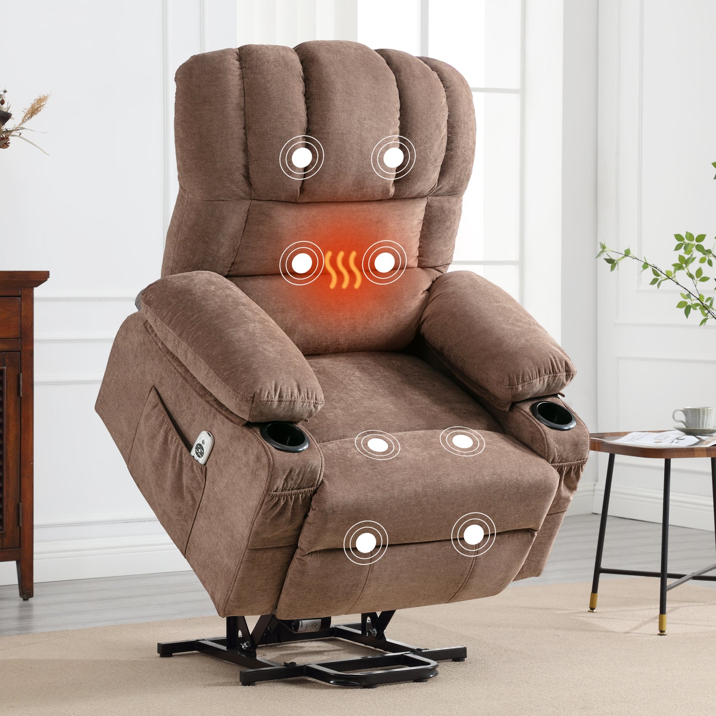 Lift Recliner Chair for Living Room, 23 in Oversized Seat Power Lift Recliner Chair, Electric Lift Recliner for Elderly, Recliner Sofa Chair with Cup Holder, USB Port, 330lbs Capacity, Grey