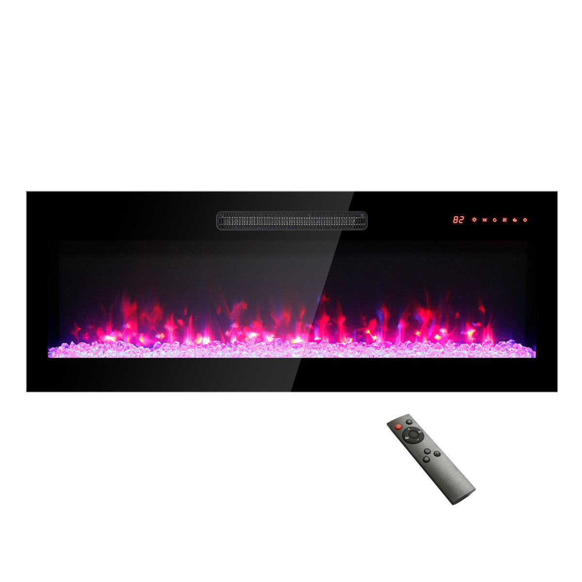 Electric Fireplace Recessed and Wall Mounted, LEGAHOME Electric Fireplace Heater with Remote Control, 16 Flame Colors & 16 Ember Bed Colors, Ultra Thin Linear Fireplace Inserts with Timer