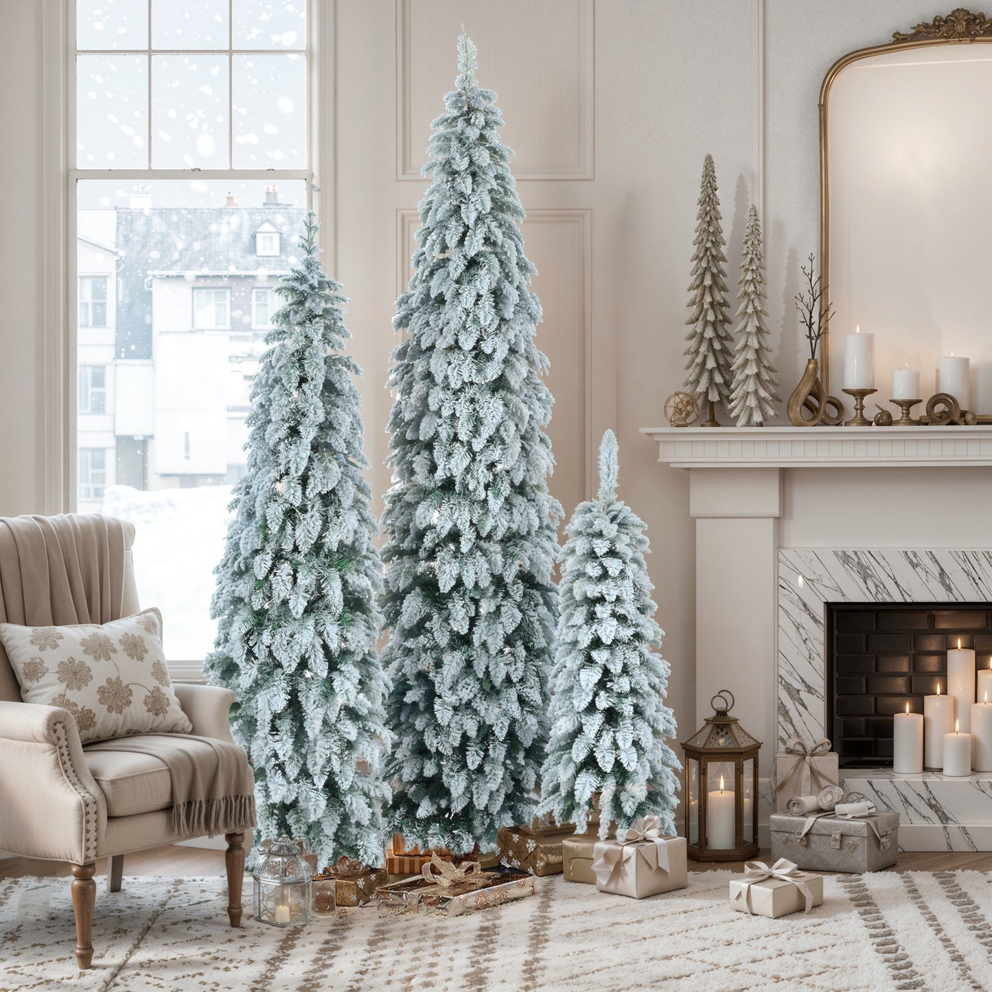 4' 6' 8' Pre-Lit Pencil Christmas Trees