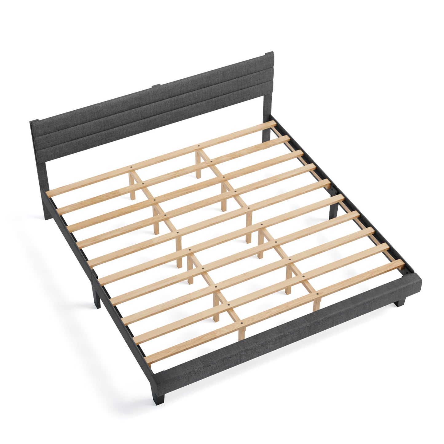 Queen Bed with Adjustable Headboard, LEGAHOME Queen Size Linen Upholstered Platform Bed Frame with 800lbs Support, No Box Spring Needed, Wood Slat Support, Noise Free, Gray