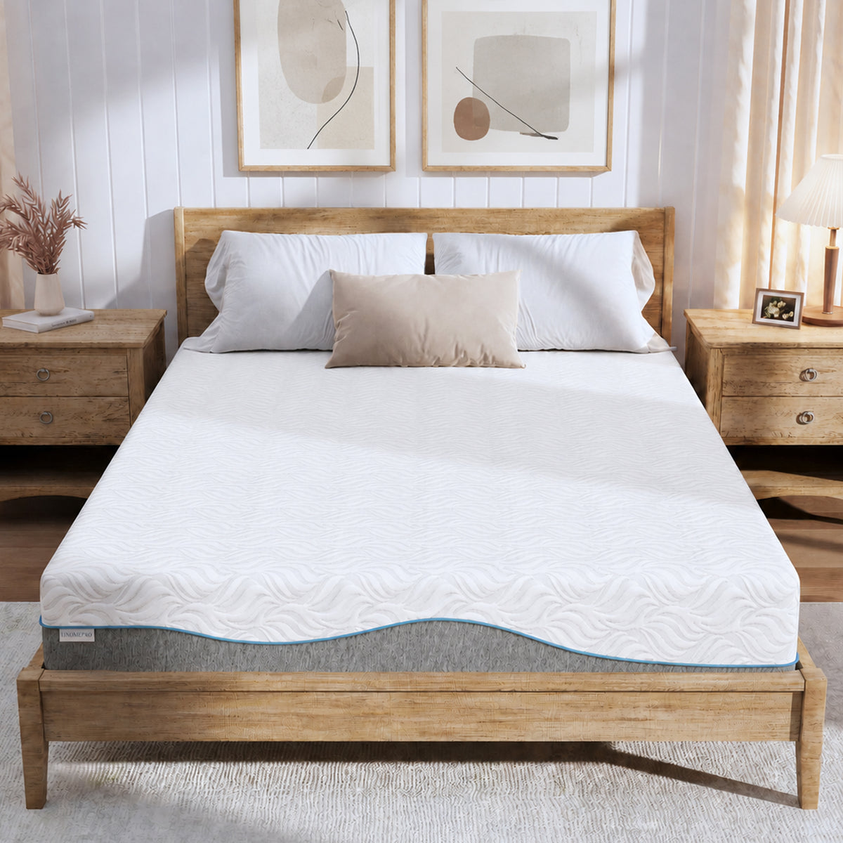 Queen Foam Mattress in a Box 8in, Legahome Medium Firm Memory Foam Mattress with Edge Support & Pressure Relief, Motion Isolation, CertiPUR-US Cooling Gel Mattress for Bedroom, White & Gray