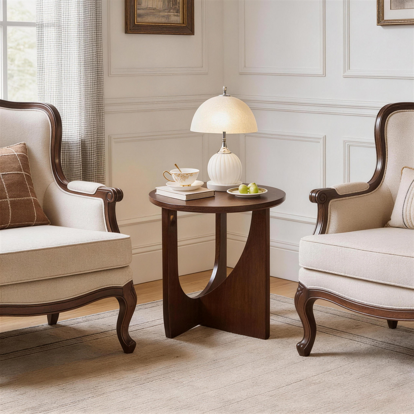 LEGAHOME Side Table with 100% Solid Rubberwood