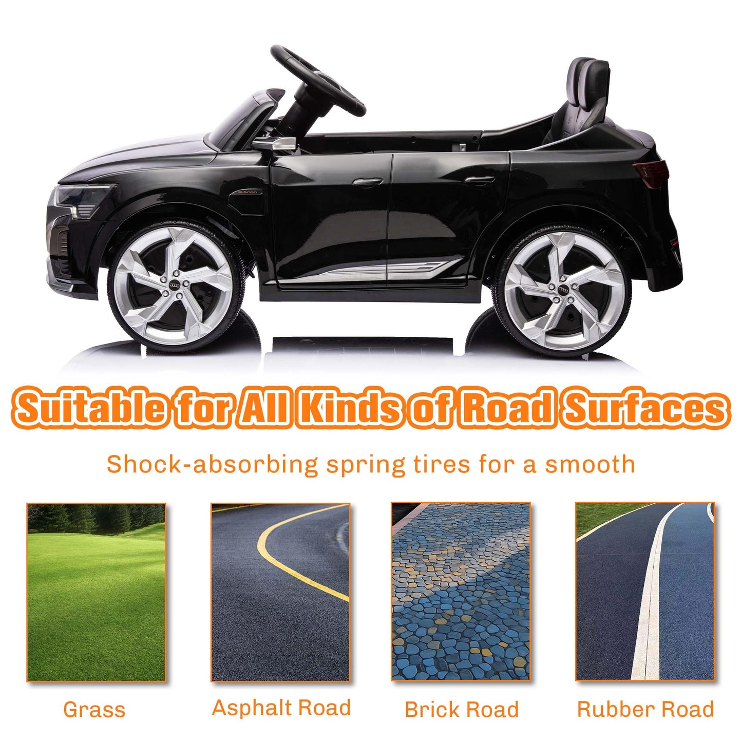 12V Powered Ride on Cars, Licensed Audi SQ8 Toddlers Ride on Toys with Remote Control, Music, LED Light, 3 Speed, 4 Wheel Suspension, Electric Cars for Kids 3-6 Ages Kids Christmas Gift, Black