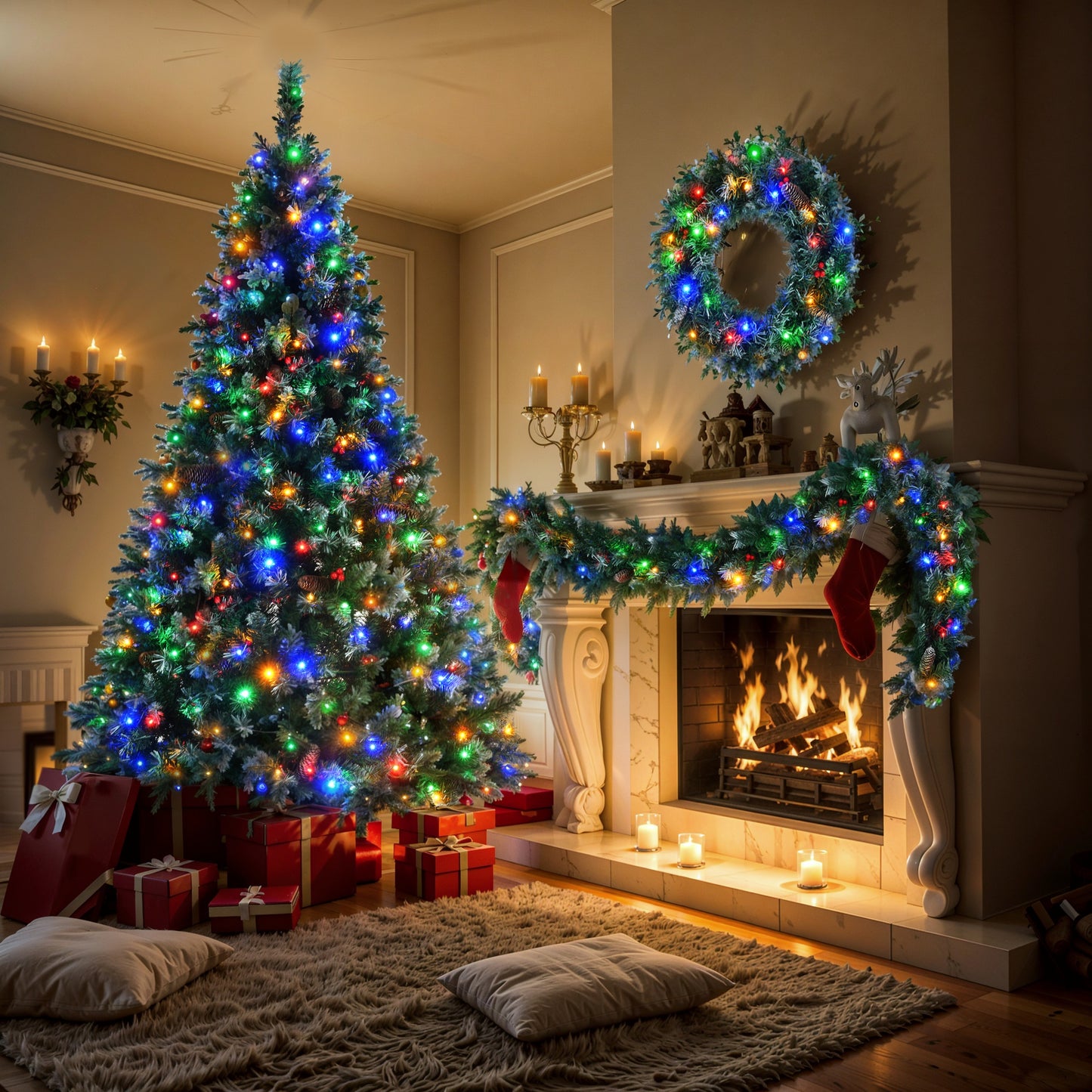 6FT Pre-Lit Pine Christmas Tree Set