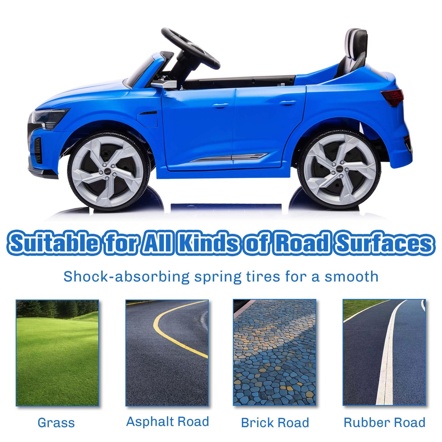 12V Powered Ride on Cars, Licensed Audi SQ8 Toddlers Ride on Toys with Remote Control, Music, LED Light, 3 Speed, 4 Wheel Suspension, Electric Cars for Kids 3-6 Ages Kids Christmas Gift, Blue