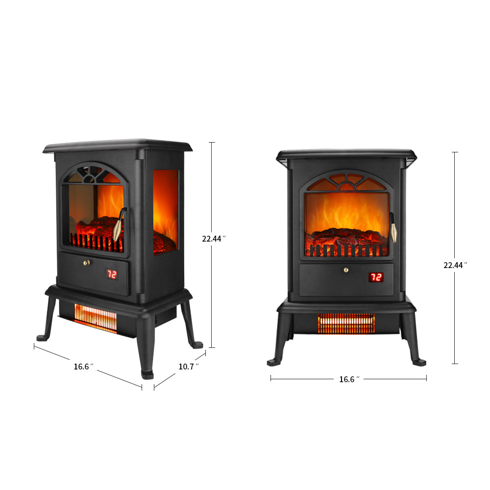 Electric Fireplace Heater Stove, Legahome 22'' Freestanding Infrared Fireplace Heater with Remote Control, 3D Realistic Flame, Adjustable Color and Brightness, Temp Control and Timer