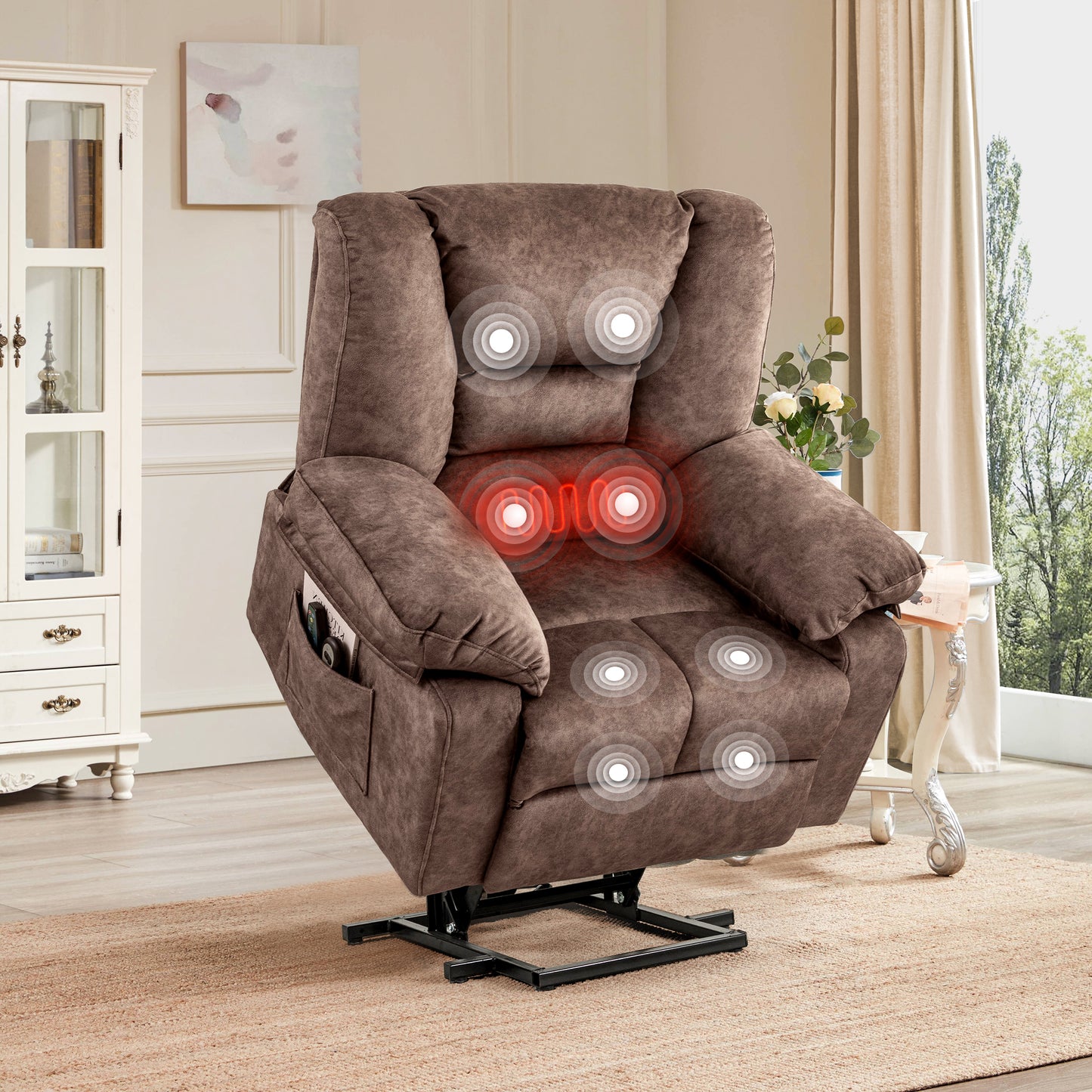 Power Lift Recliner Chair, Legahome Recliners for Elderly with Heat and Massage, Electric Lift Elderly Sofa for Living Room, with Cuper Holder, Pocket, USB Port, 330lbs Weight Capacity
