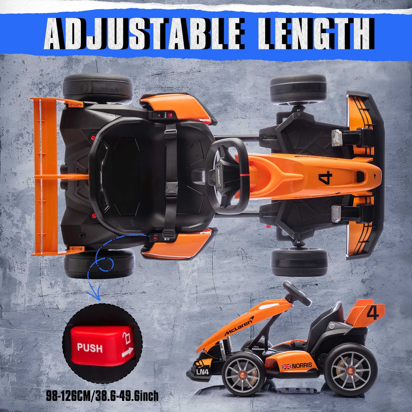 24V Electric Go Kart for Kids, Licensed Mclaren Powered Ride on Toys Go Cart with 400W Powerful Motor, 7.5 MPH Drift Kart Go Kart for Kids Ages 6+ Boys Girls Gifts, Orange