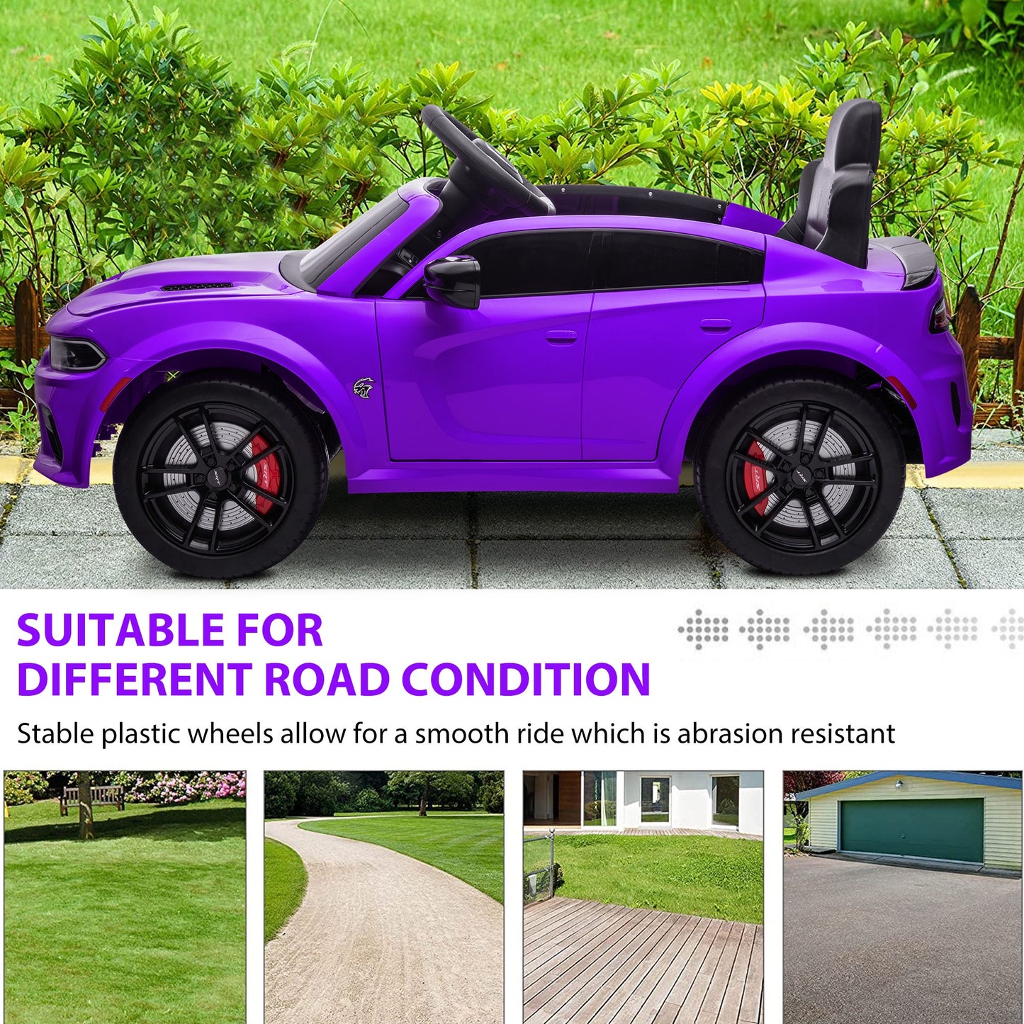 Legahome Purple 12v Kids Electric Cars, Licensed Dodge Charger Kids Ride on Cars with Remote Control, Battery Powered Ride on Toys with Bluetooth, Music, USB, MP3, 4 Wheel Suspension
