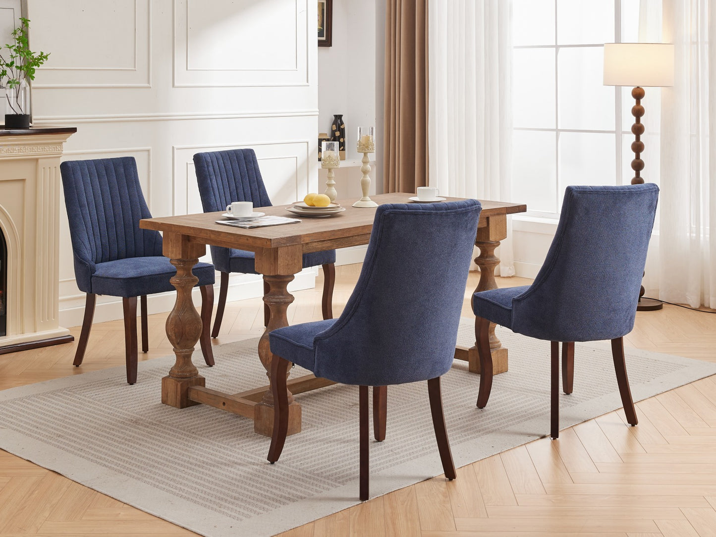 Fabric Dining Chairs Set of 2, LEGAHOME Upholstered Dining Room Chair with Solid Wood Leg, High Back Chairs for Dining Table, Kitchen Side Chairs, 300lbs Weight Capacity