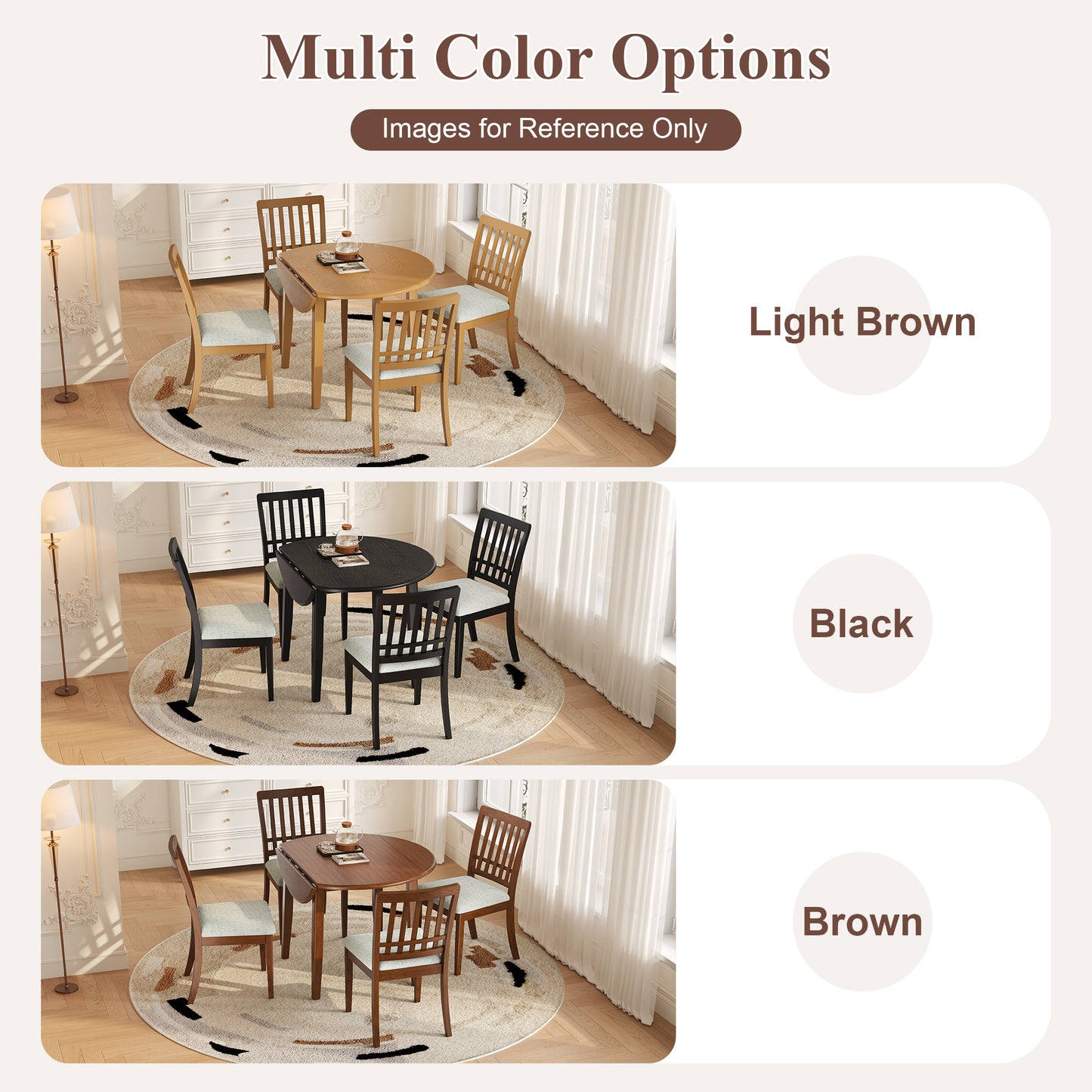 Drop Leaf Dining Table, Legahome 42" Extendable Round Kitchen Table for 4, Solid Wood Folding Dining Table, Dining Room Table Dinner Table for Kitchen, Breakfast Nook,