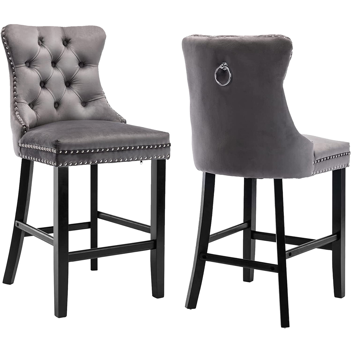 LegaHome Velvet Bar Stool Set of 2