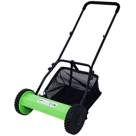 Lawn Mower, Legahome 14 Inch 5 Blade Push Reel Lawn Mower with Grass Catcher, Adjustable Blade Height, Lightweight Manual Lawn Mower for Backyard Garden Park Lawn, Green