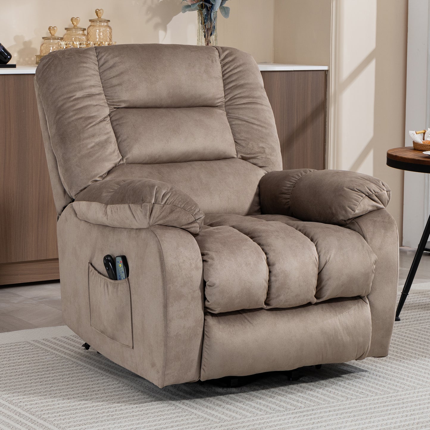 Lift Chairs for Elderly, 23in Oversized Lift Recliners 330b Capacity, Power Lift Recliner Chair for Living Room, Heavy-Duty Theater Recliner Sofa, with Massage and Heat Function, Brown