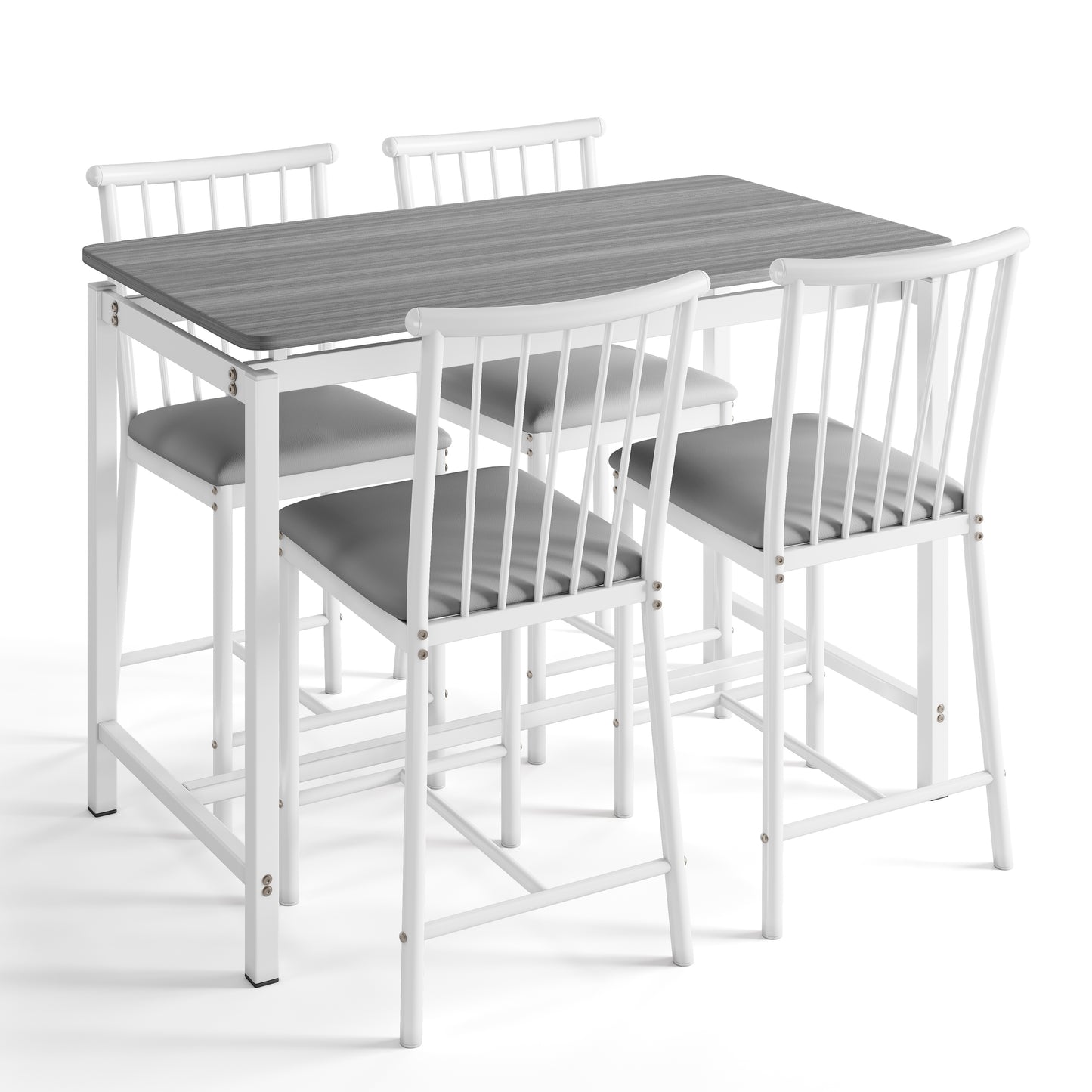 Dining Table Set for 4, LEAGHOME 5 Piece Counter Height Dining Set Seats 4, Rectangle Pub Table and Chairs Set for Kitchen Breakfast Nook, Brown