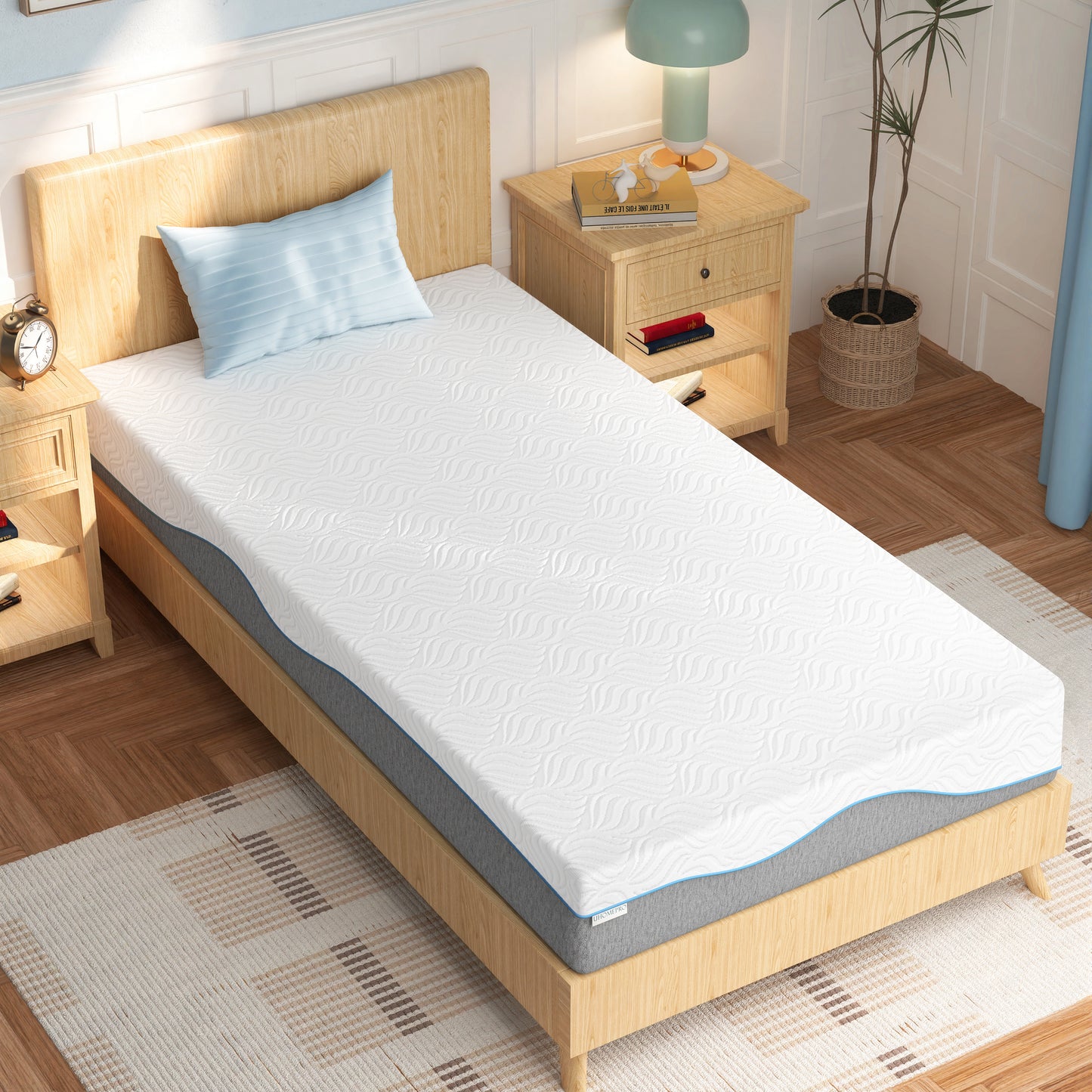 Queen Foam Mattress in a Box 8in, Legahome Medium Firm Memory Foam Mattress with Edge Support & Pressure Relief, Motion Isolation, CertiPUR-US Cooling Gel Mattress for Bedroom, White & Gray
