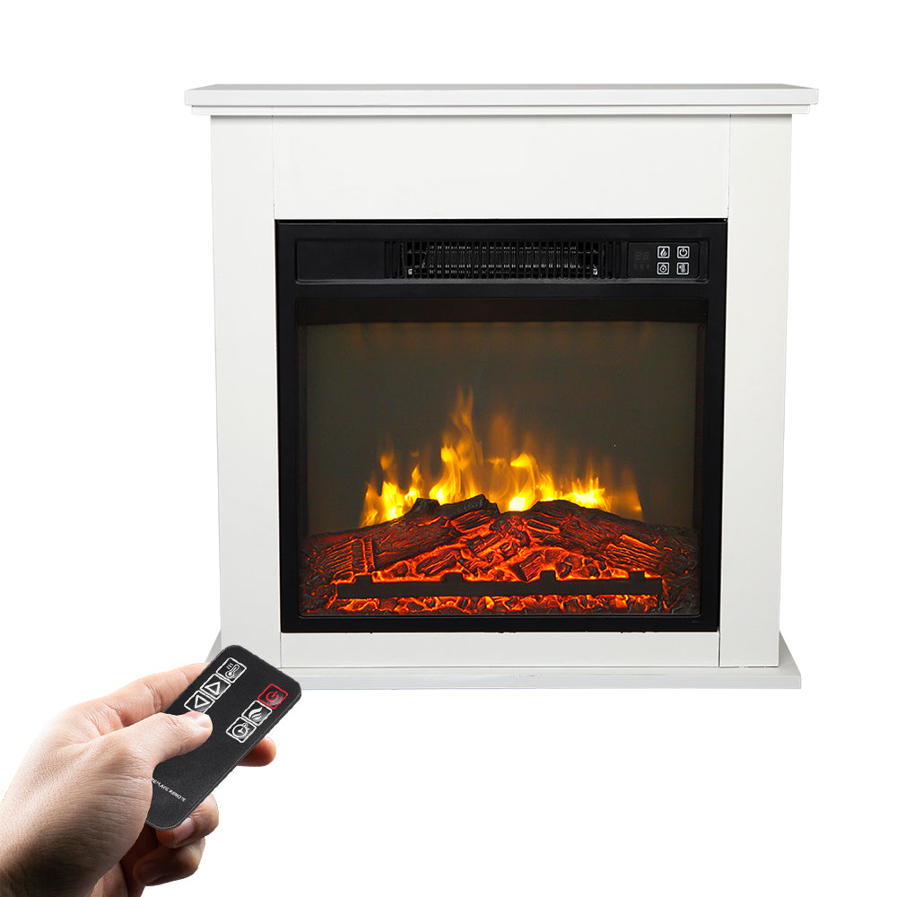 25''W Electric Fireplace with Mantel, Freestanding Fireplace Heater with Remote Control, Legahome Electric Fireplace Heater Fake Fireplace, Fireplace TV Stand for Living Room Bedroom, 1400W, White