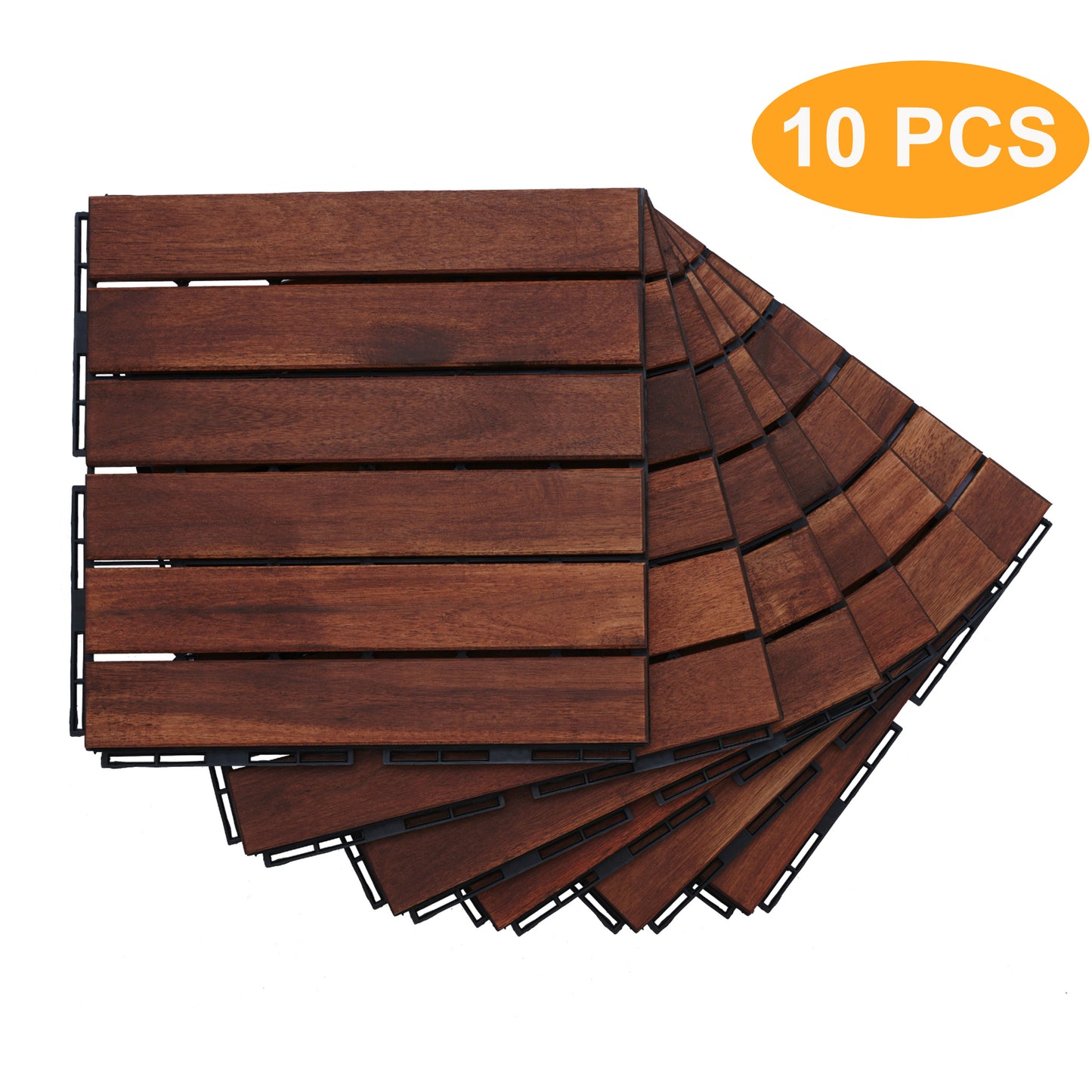 Wood Interlocking Deck Tiles, Legahome 12 inx12 in Wood Flooring Tiles for Deck, Outdoor Interlocking Patio Deck Tiles, Wood Garage Flooring Tiles for Outdoor, Pack of 10