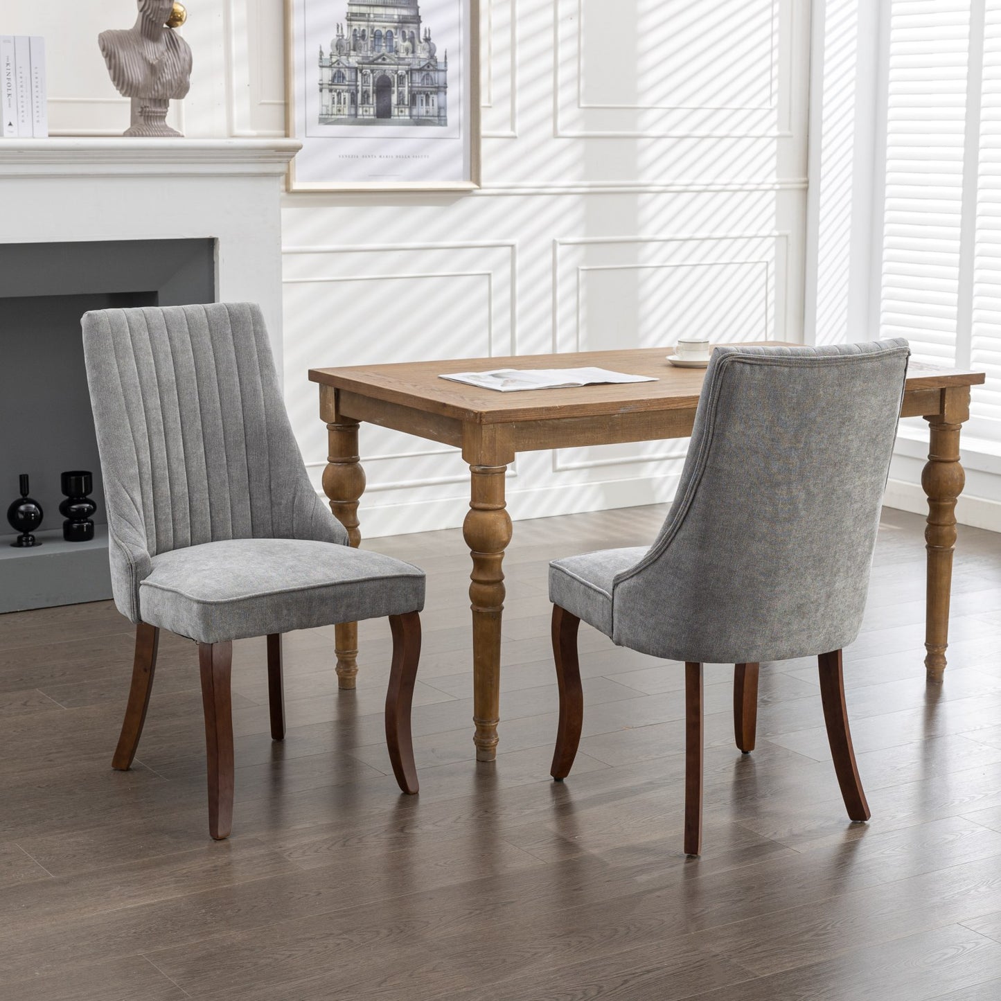 Fabric Dining Chairs Set of 2, LEGAHOME Upholstered Dining Room Chair with Solid Wood Leg, High Back Chairs for Dining Table, Kitchen Side Chairs, 300lbs Weight Capacity