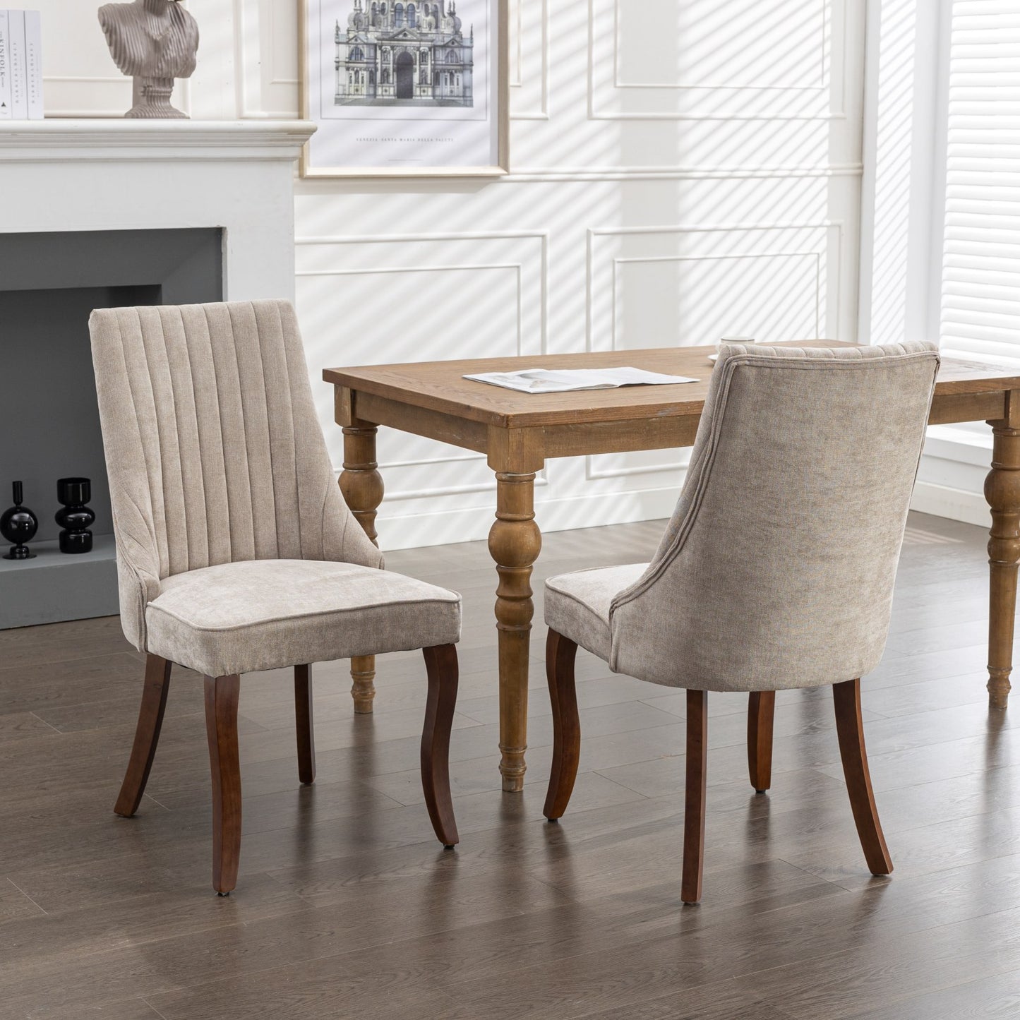 Fabric Dining Chairs Set of 2, LEGAHOME Upholstered Dining Room Chair with Solid Wood Leg, High Back Chairs for Dining Table, Kitchen Side Chairs, 300lbs Weight Capacity