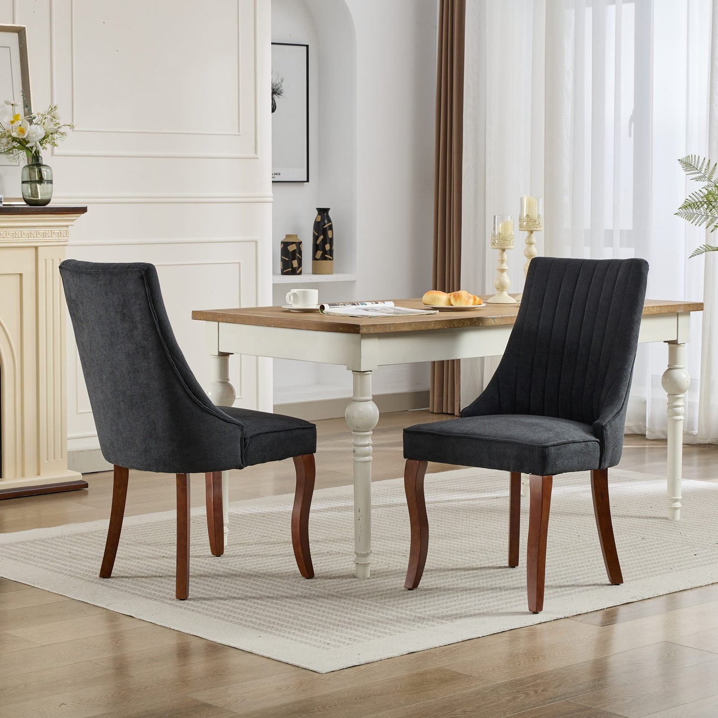 Fabric Dining Chairs Set of 2, LEGAHOME Upholstered Dining Room Chair with Solid Wood Leg, High Back Chairs for Dining Table, Kitchen Side Chairs, 300lbs Weight Capacity