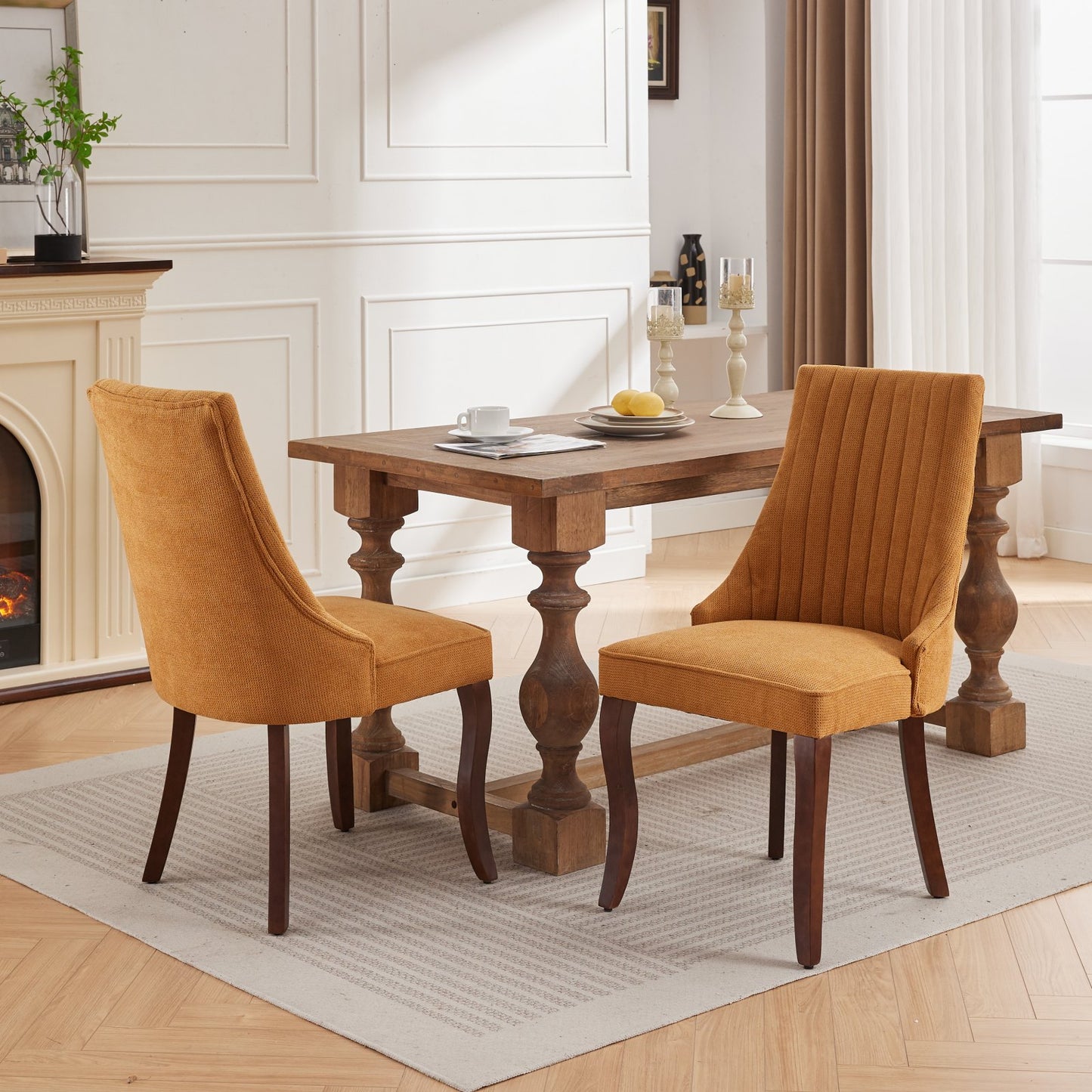 Fabric Dining Chairs Set of 2, LEGAHOME Upholstered Dining Room Chair with Solid Wood Leg, High Back Chairs for Dining Table, Kitchen Side Chairs, 300lbs Weight Capacity