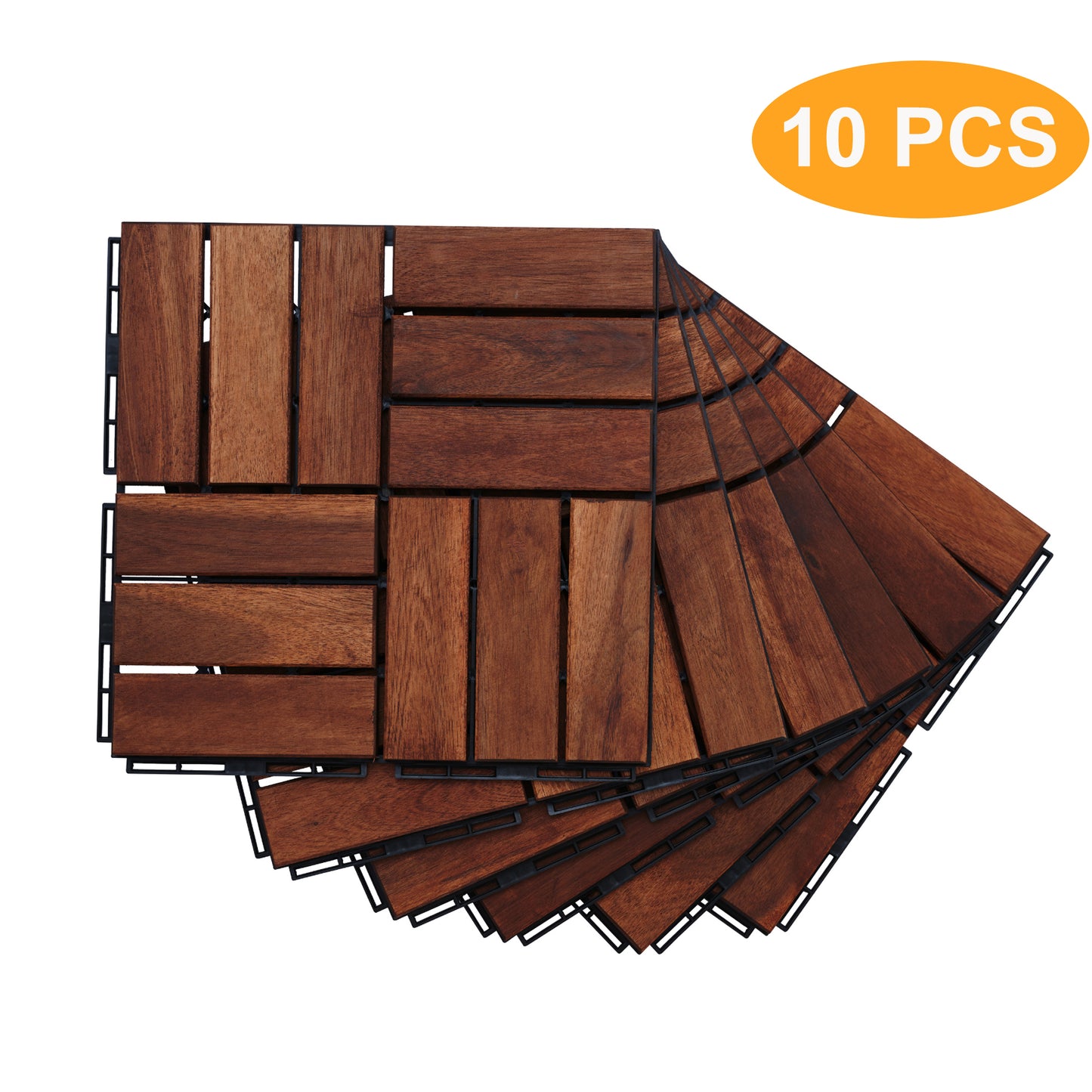 Wood Interlocking Deck Tiles, Legahome 12 inx12 in Wood Flooring Tiles for Deck, Outdoor Interlocking Patio Deck Tiles, Wood Garage Flooring Tiles for Outdoor, Pack of 10