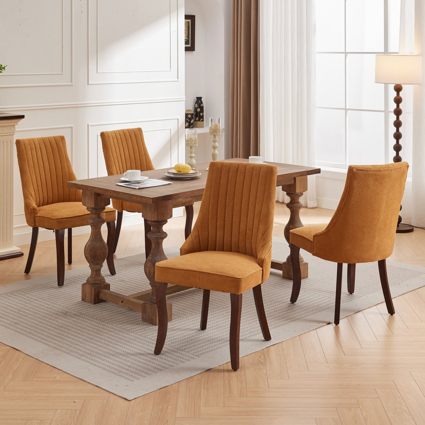 Fabric Dining Chairs Set of 2, LEGAHOME Upholstered Dining Room Chair with Solid Wood Leg, High Back Chairs for Dining Table, Kitchen Side Chairs, 300lbs Weight Capacity