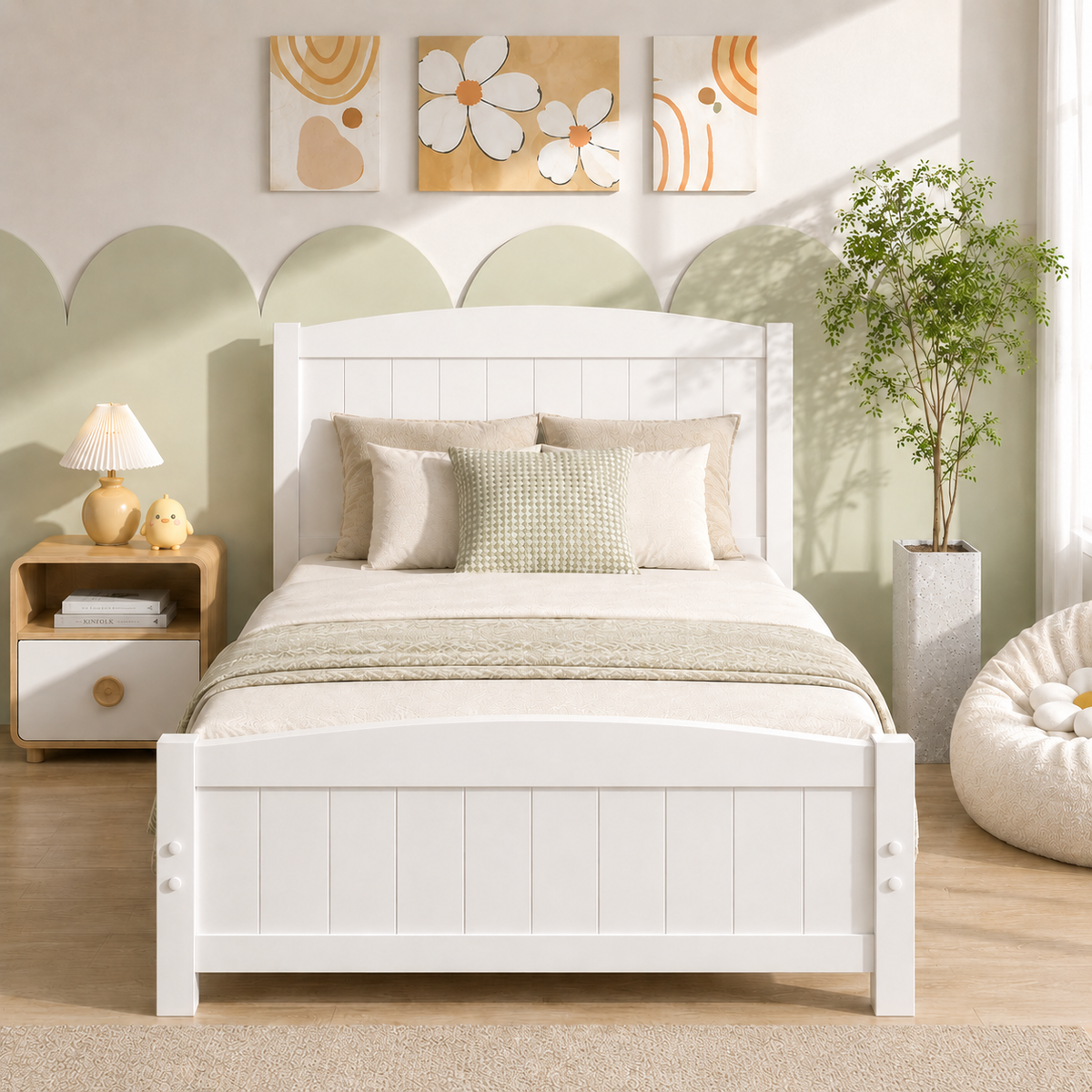 LEGAHOME Wooden Twin Platform Bed Frame