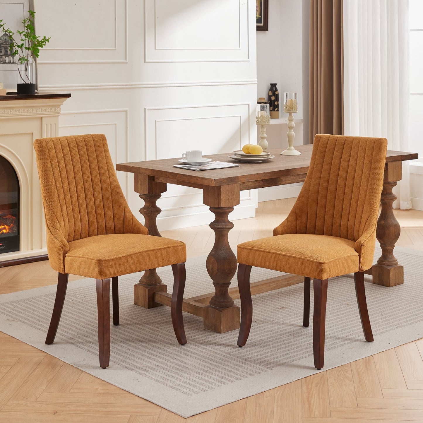 Fabric Dining Chairs Set of 2, LEGAHOME Upholstered Dining Room Chair with Solid Wood Leg, High Back Chairs for Dining Table, Kitchen Side Chairs, 300lbs Weight Capacity