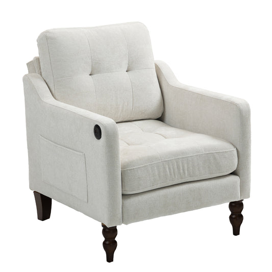 LEGAHOME Accent Chair for Living Room, Chenille Upholstered Armchair with Solid Wood Leg, Mid Century Single Sofa Chair for Living Room, Bedroom, Reading Corner