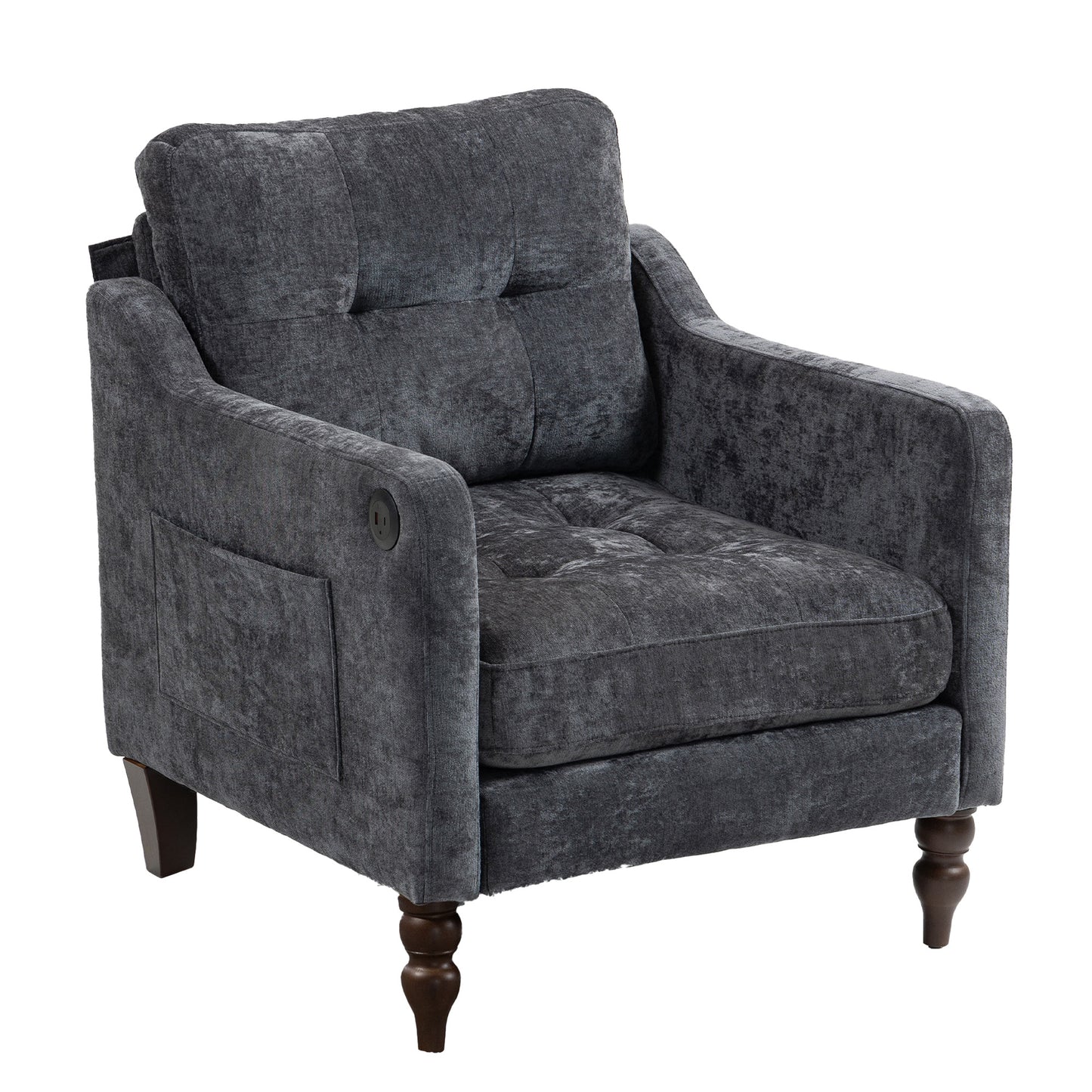 LEGAHOME Accent Chair for Living Room, Chenille Upholstered Armchair with Solid Wood Leg, Mid Century Single Sofa Chair for Living Room, Bedroom, Reading Corner