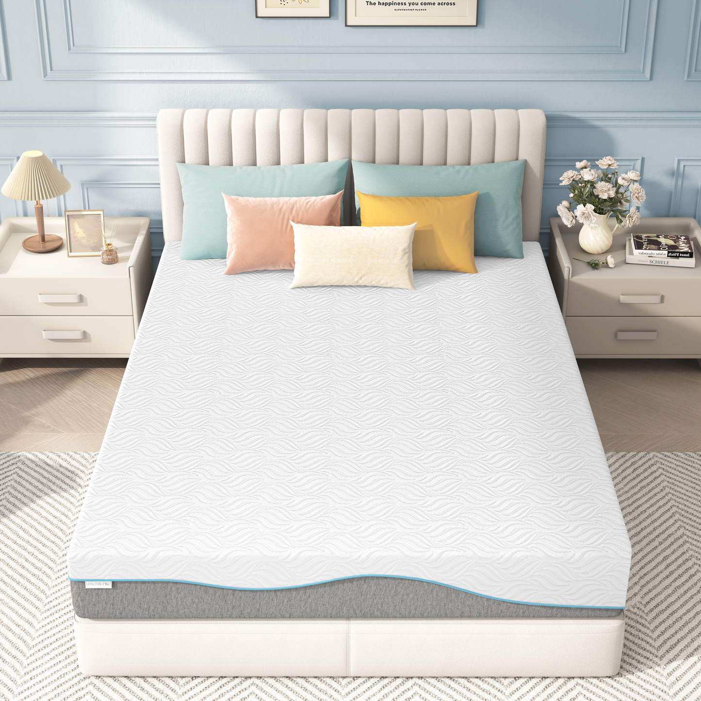 Queen Foam Mattress in a Box 8in, Legahome Medium Firm Memory Foam Mattress with Edge Support & Pressure Relief, Motion Isolation, CertiPUR-US Cooling Gel Mattress for Bedroom, White & Gray