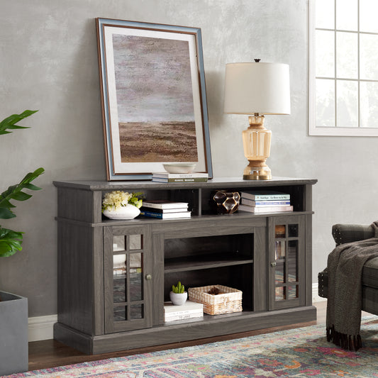 LegaHome Farmhouse TV Stand, Modern Entertainment Door TV Cabinet for 65 Inch TV, Wooden TV Console Table with Open and Closed Storage Space, Media Console Table for Living Room, Gray Wash