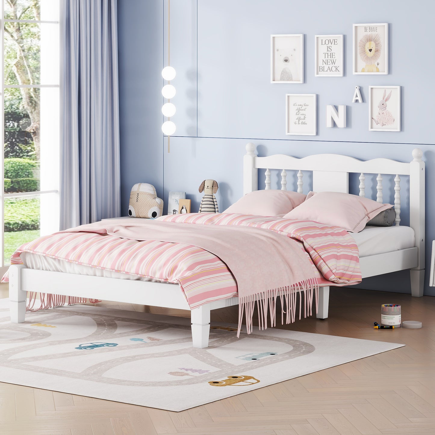 LegaHome Twin Bed Frame with Headboard