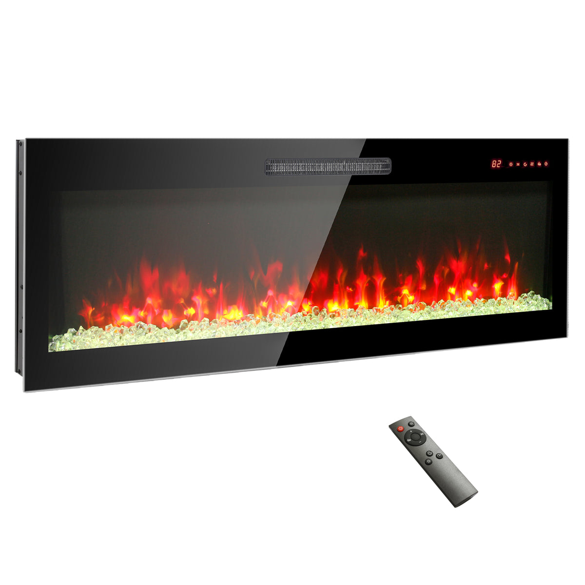 Electric Fireplace Recessed and Wall Mounted, LEGAHOME Electric Fireplace Heater with Remote Control, 16 Flame Colors & 16 Ember Bed Colors, Ultra Thin Linear Fireplace Inserts with Timer