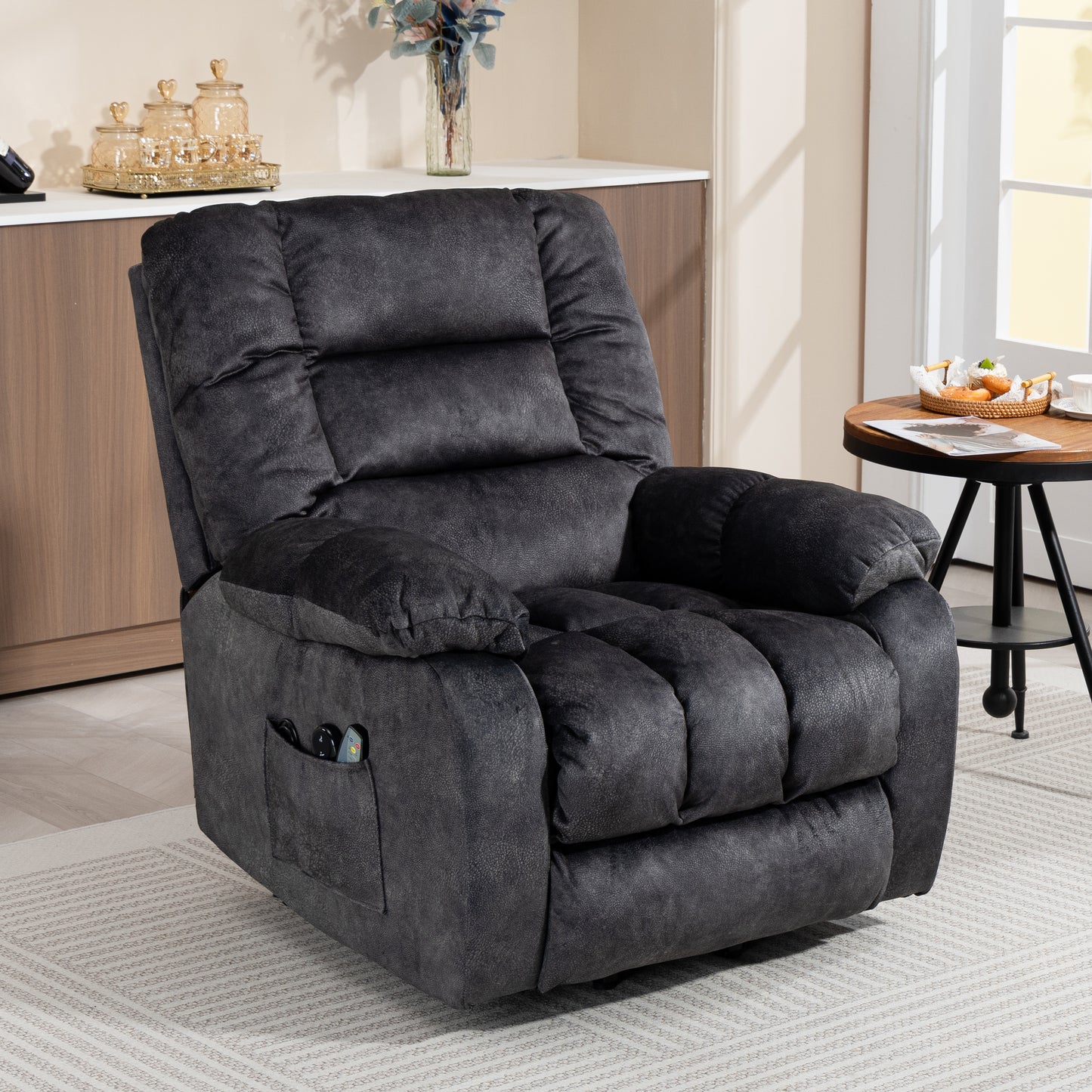 Lift Chairs for Elderly, 23in Oversized Lift Recliners 330b Capacity, Power Lift Recliner Chair for Living Room, Heavy-Duty Theater Recliner Sofa, with Massage and Heat Function, Brown