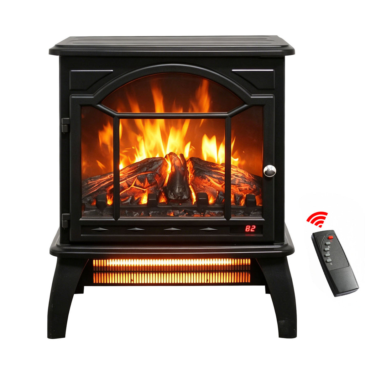 Electric Fireplace Heater, Legahome 18'' Freestanding Fireplace Heater Stove with Remote Control, 3D Flame Effect, Adjustable Brightness, Temp Control and Timer, Brick Background