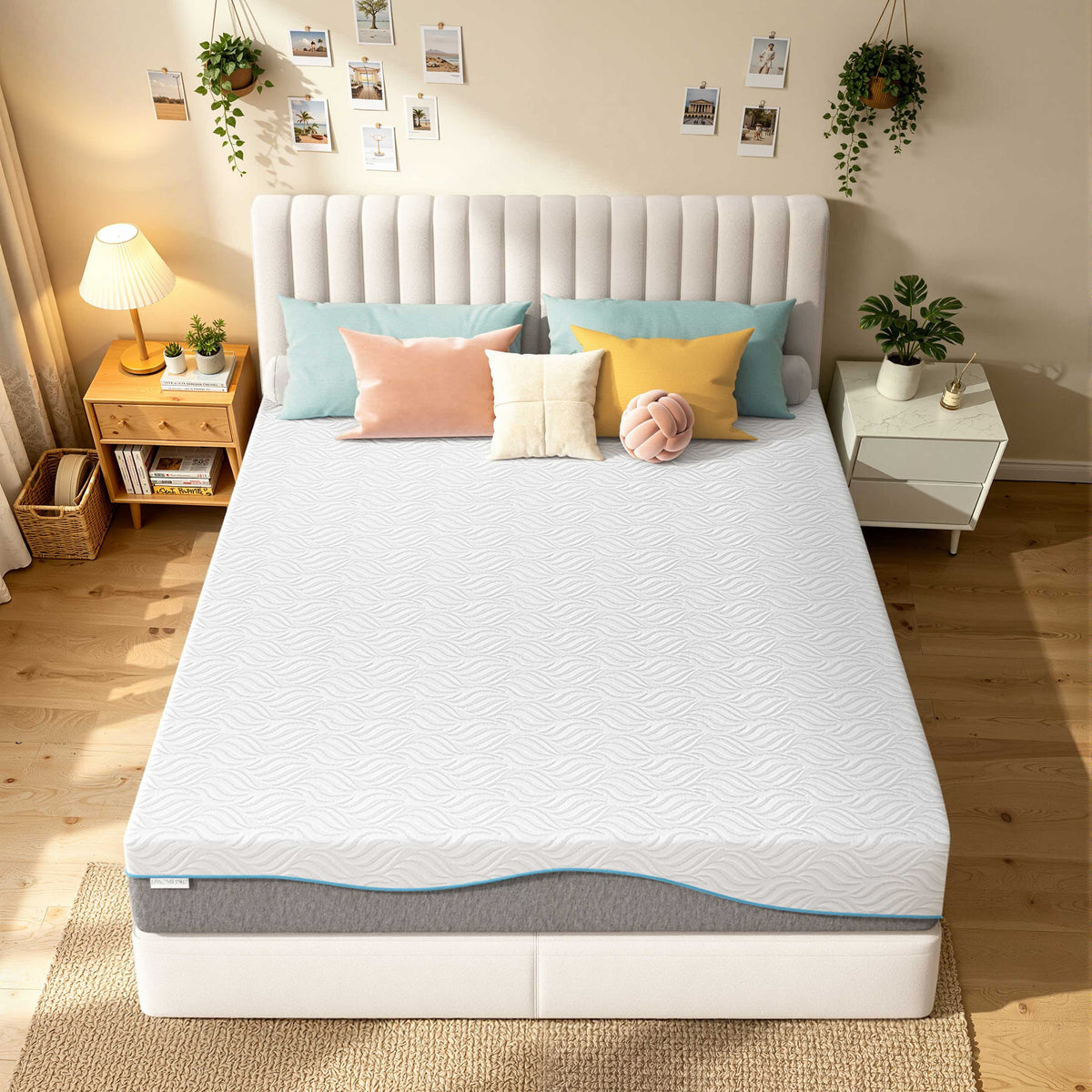 Queen Foam Mattress in a Box 8in, Legahome Medium Firm Memory Foam Mattress with Edge Support & Pressure Relief, Motion Isolation, CertiPUR-US Cooling Gel Mattress for Bedroom, White & Gray