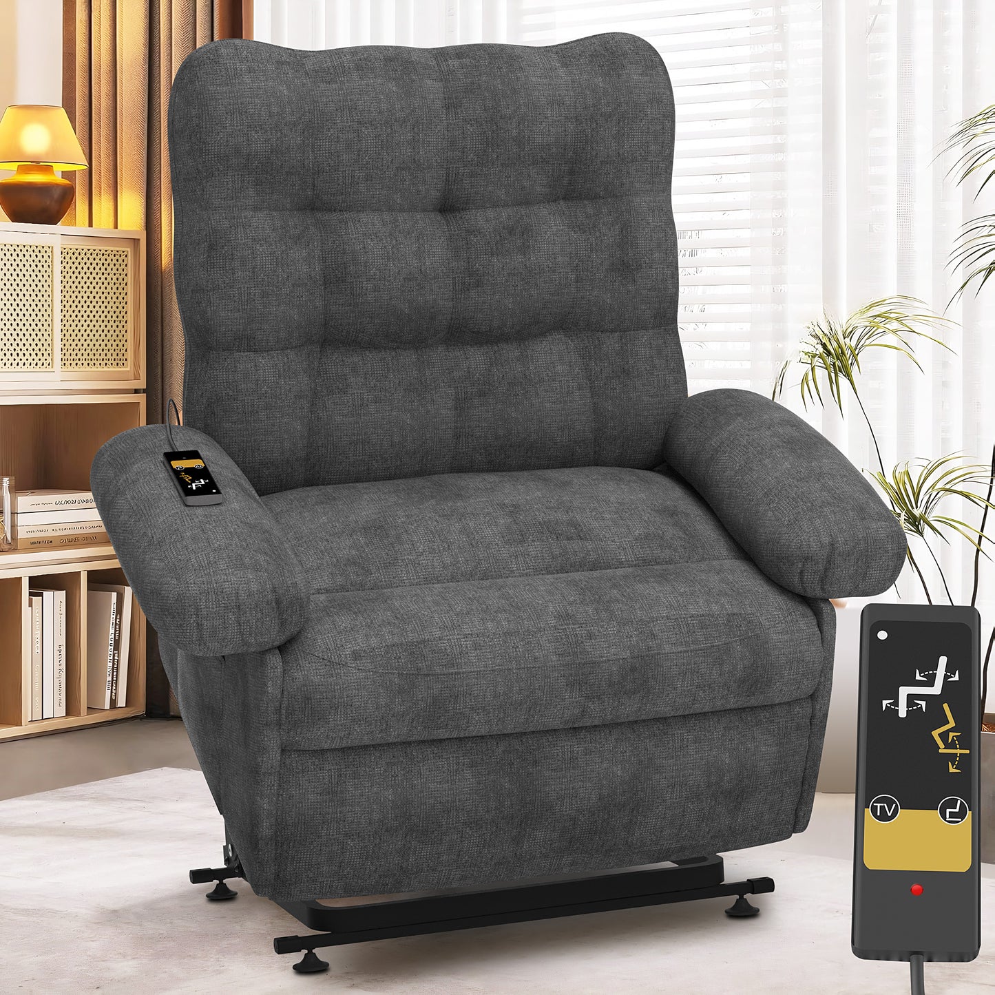 Lift Chair Oversized Seat, Power Lift Recliner Chair for Elderly, Electric Recliner Chair for Living Room, 350lb Capacity, Heavy-Duty Theater Recliner Sofa, No Massage and Heat Function, Brown