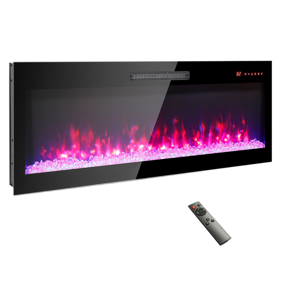 Electric Fireplace Recessed and Wall Mounted, LEGAHOME Electric Fireplace Heater with Remote Control, 16 Flame Colors & 16 Ember Bed Colors, Ultra Thin Linear Fireplace Inserts with Timer