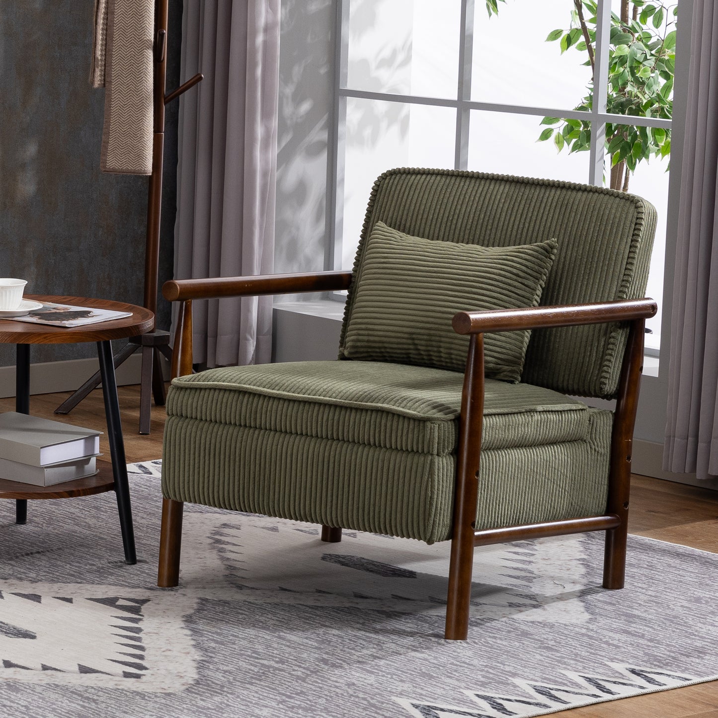 LEGAHOME Accent Chair for Living Room, Chenille Upholstered Armchair with Solid Wood Leg, Mid Century Single Sofa Chair for Living Room, Bedroom, Reading Corner