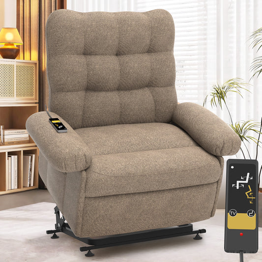 Lift Chair Oversized Seat, Power Lift Recliner Chair for Elderly, Electric Recliner Chair for Living Room, 350lb Capacity, Heavy-Duty Theater Recliner Sofa, No Massage and Heat Function, Brown