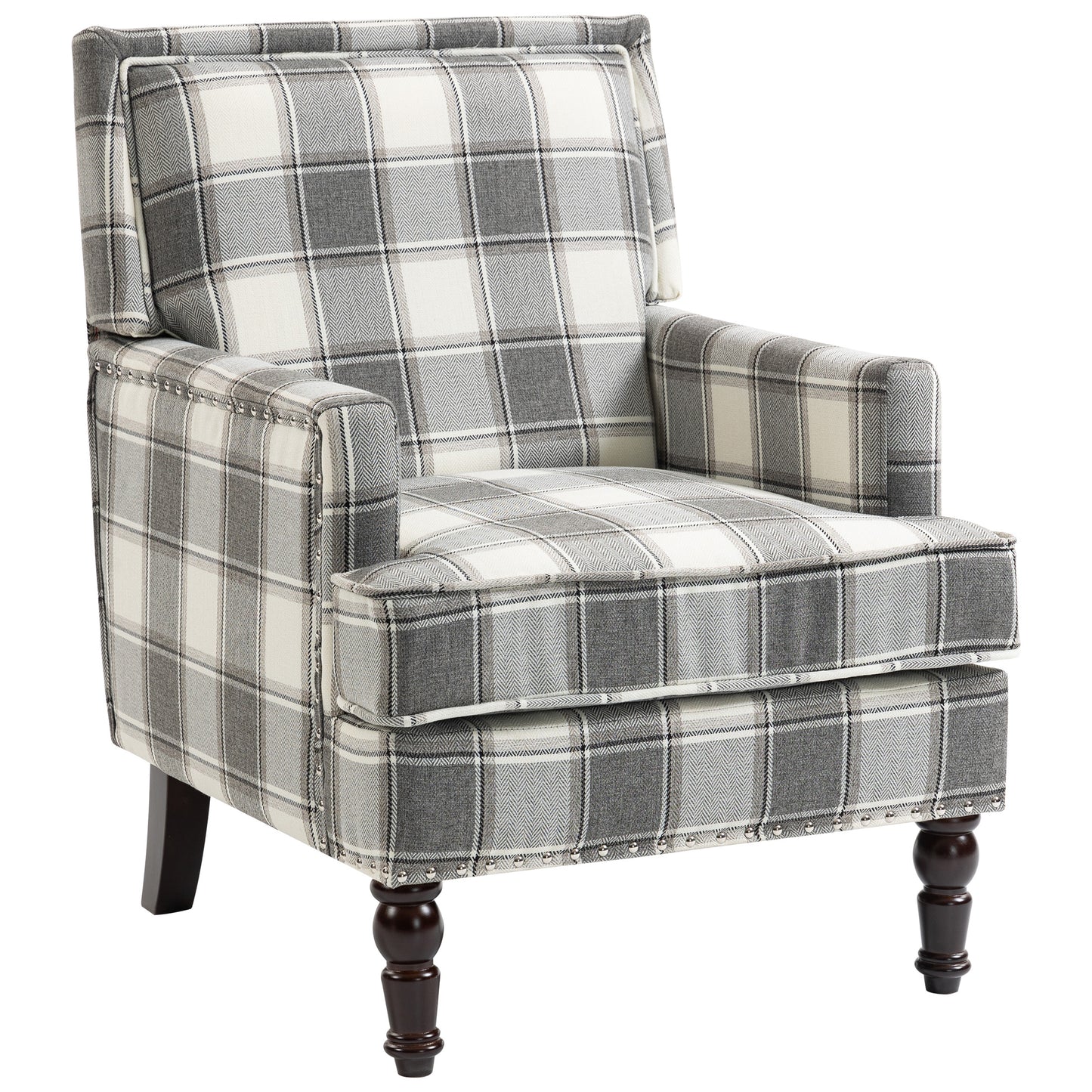 LEGAHOME Vintage Accent Chair, Upholstered Armchair with Nailhead Trim, Linen Fabric Arm Chair Comfort Reading Chair Lounge Chair for Living Room Bedroom Sunroom, Blue(1PC)