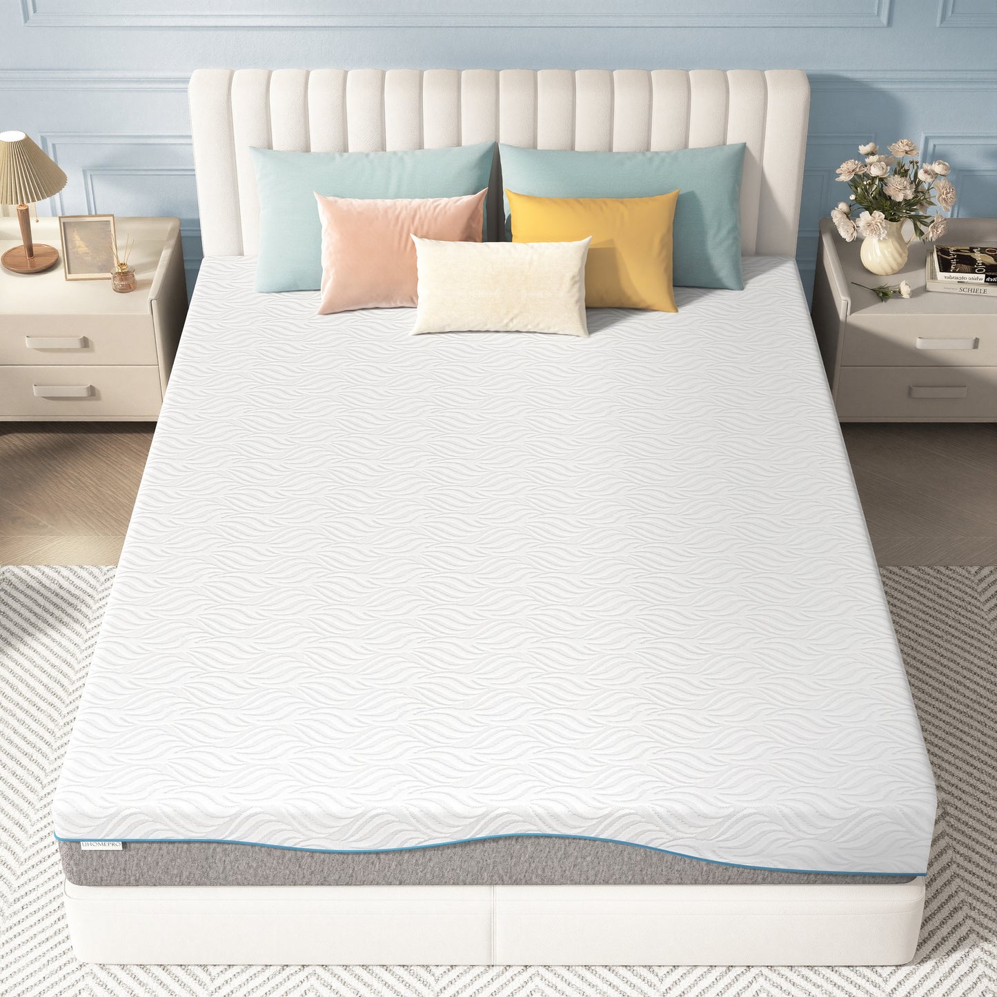 Queen Foam Mattress in a Box 8in, Legahome Medium Firm Memory Foam Mattress with Edge Support & Pressure Relief, Motion Isolation, CertiPUR-US Cooling Gel Mattress for Bedroom, White & Gray